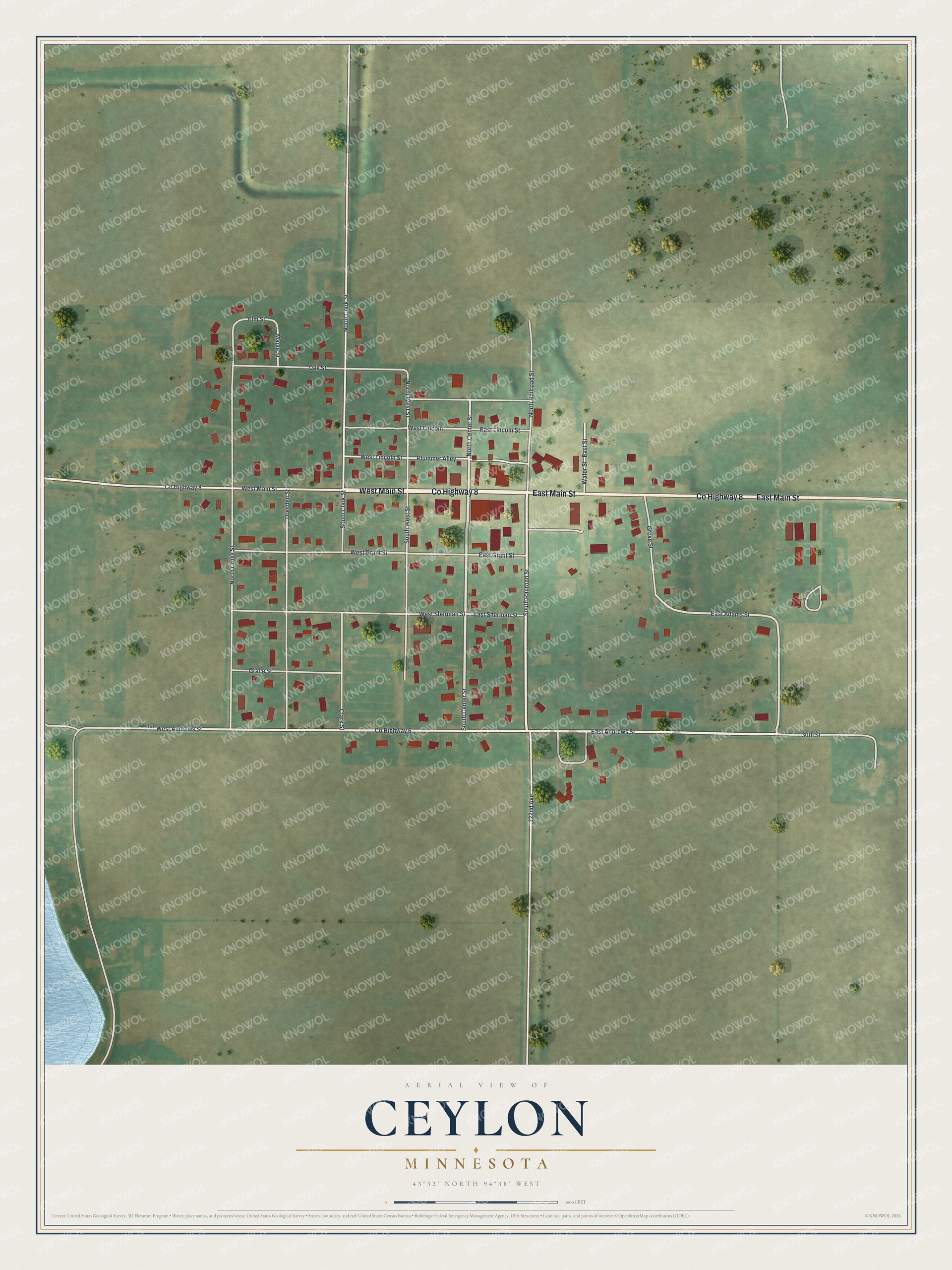 Watermarked full-map preview of Ceylon, Minnesota