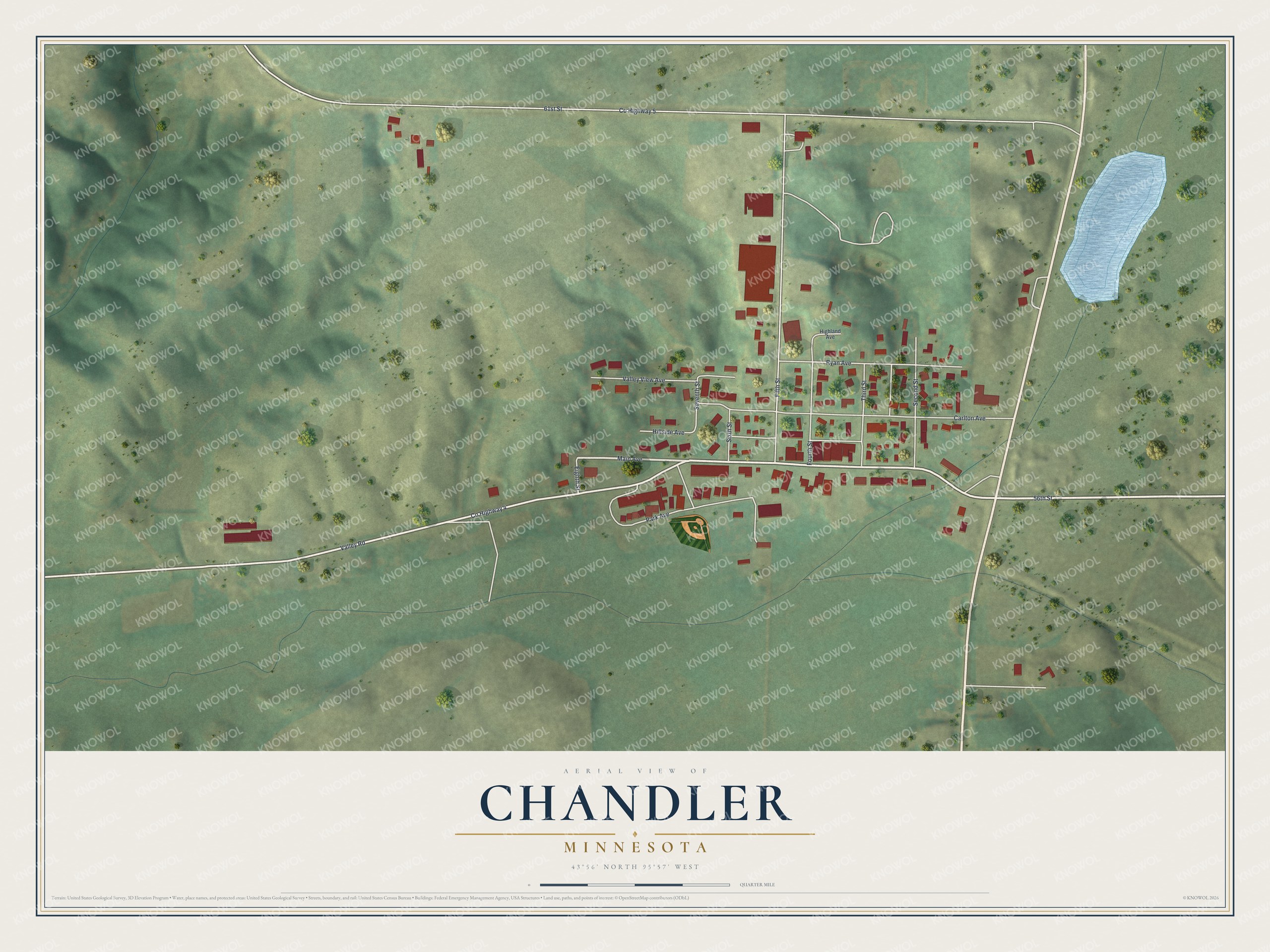 Watermarked full-map preview of Chandler, Minnesota