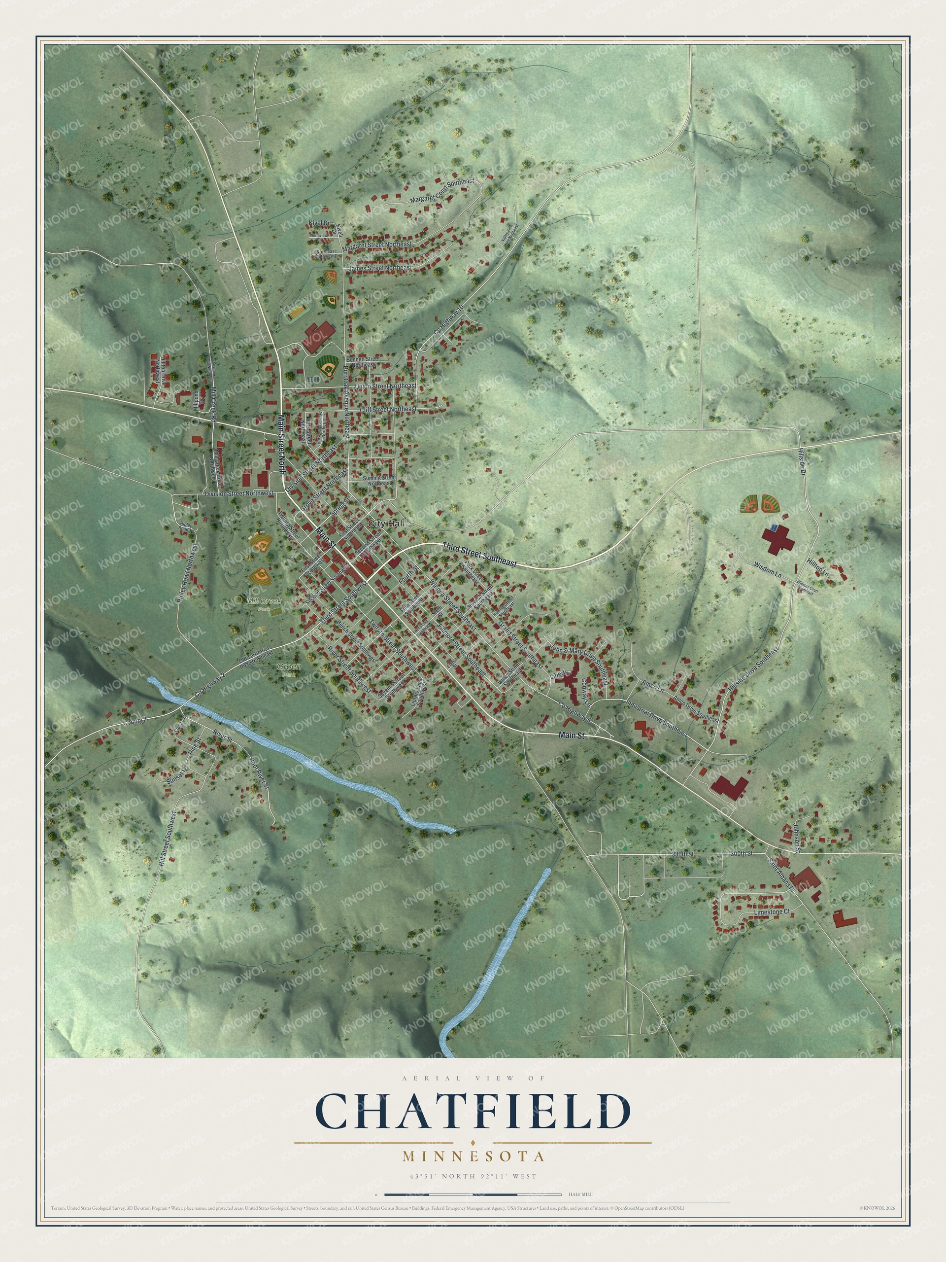 Watermarked full-map preview of Chatfield, Minnesota