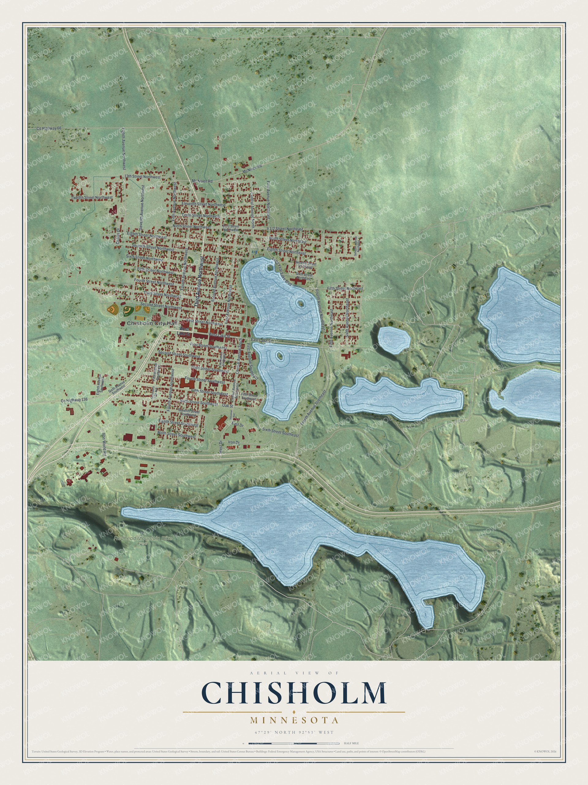 Watermarked full-map preview of Chisholm, Minnesota