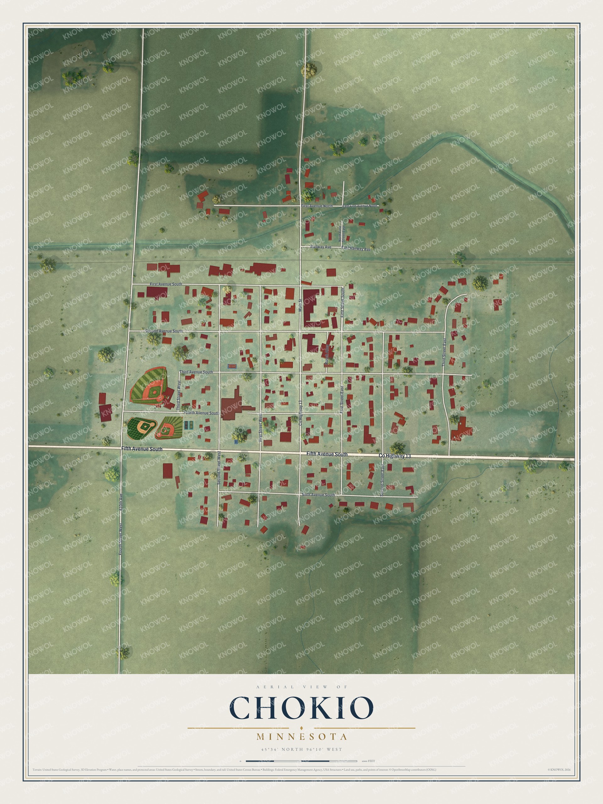Watermarked full-map preview of Chokio, Minnesota
