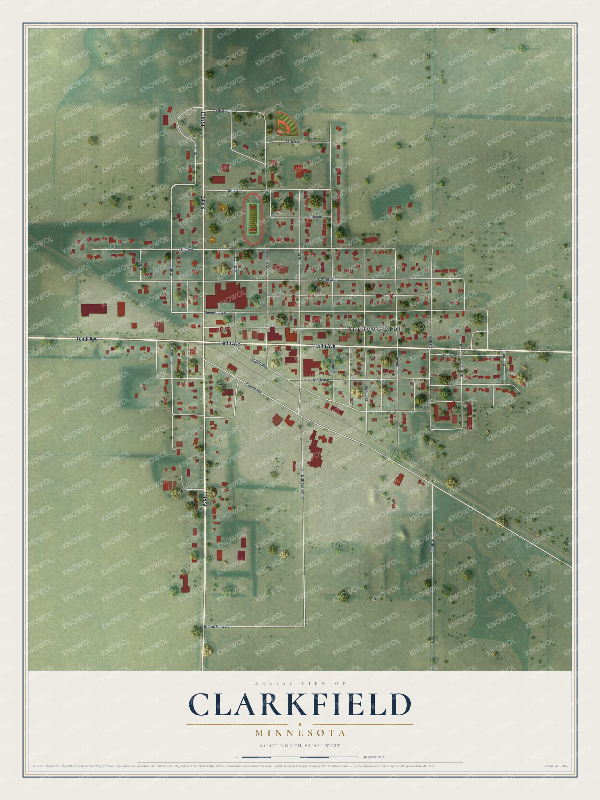 Watermarked full-map preview of Clarkfield, Minnesota