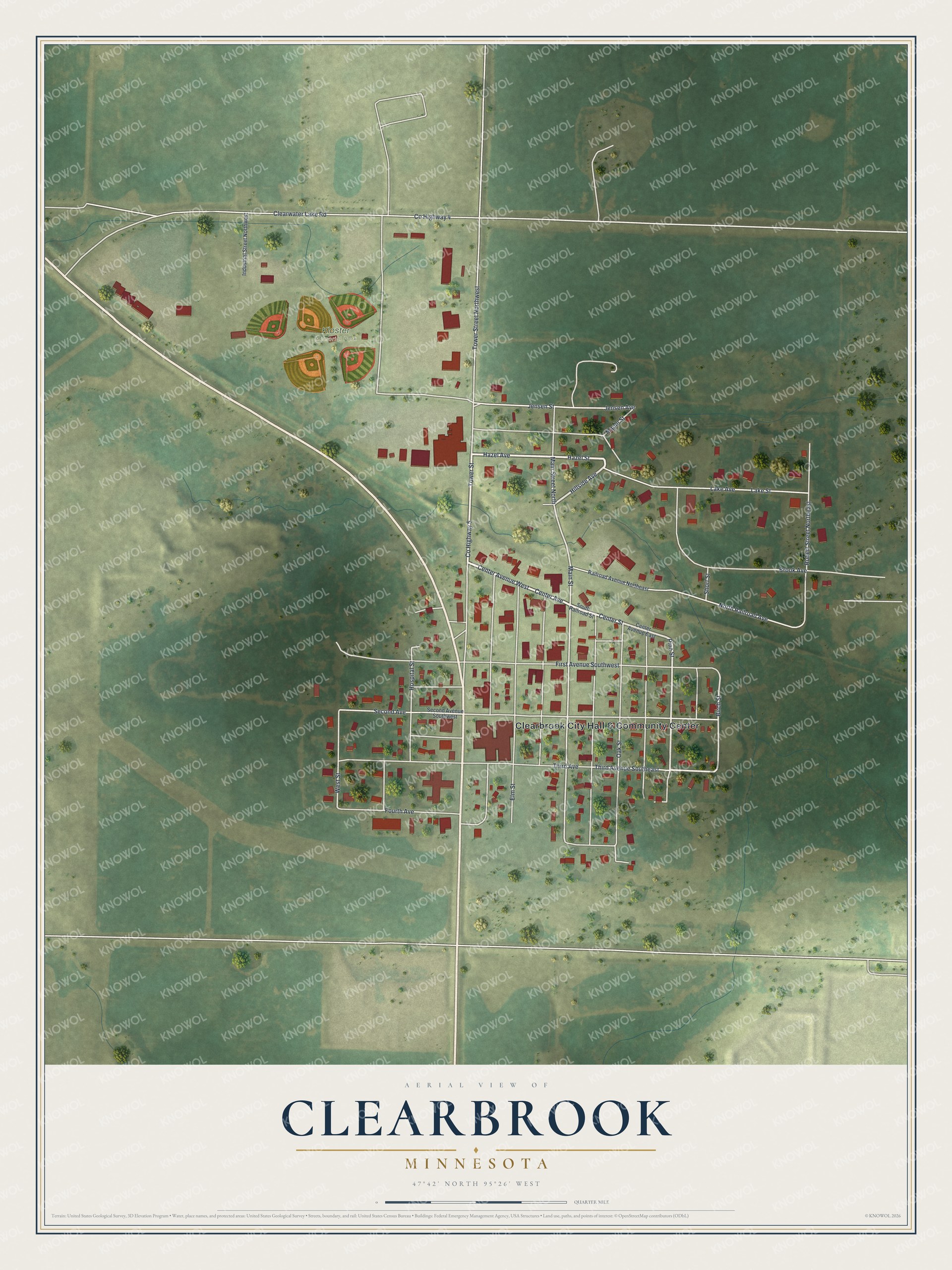 Watermarked full-map preview of Clearbrook, Minnesota