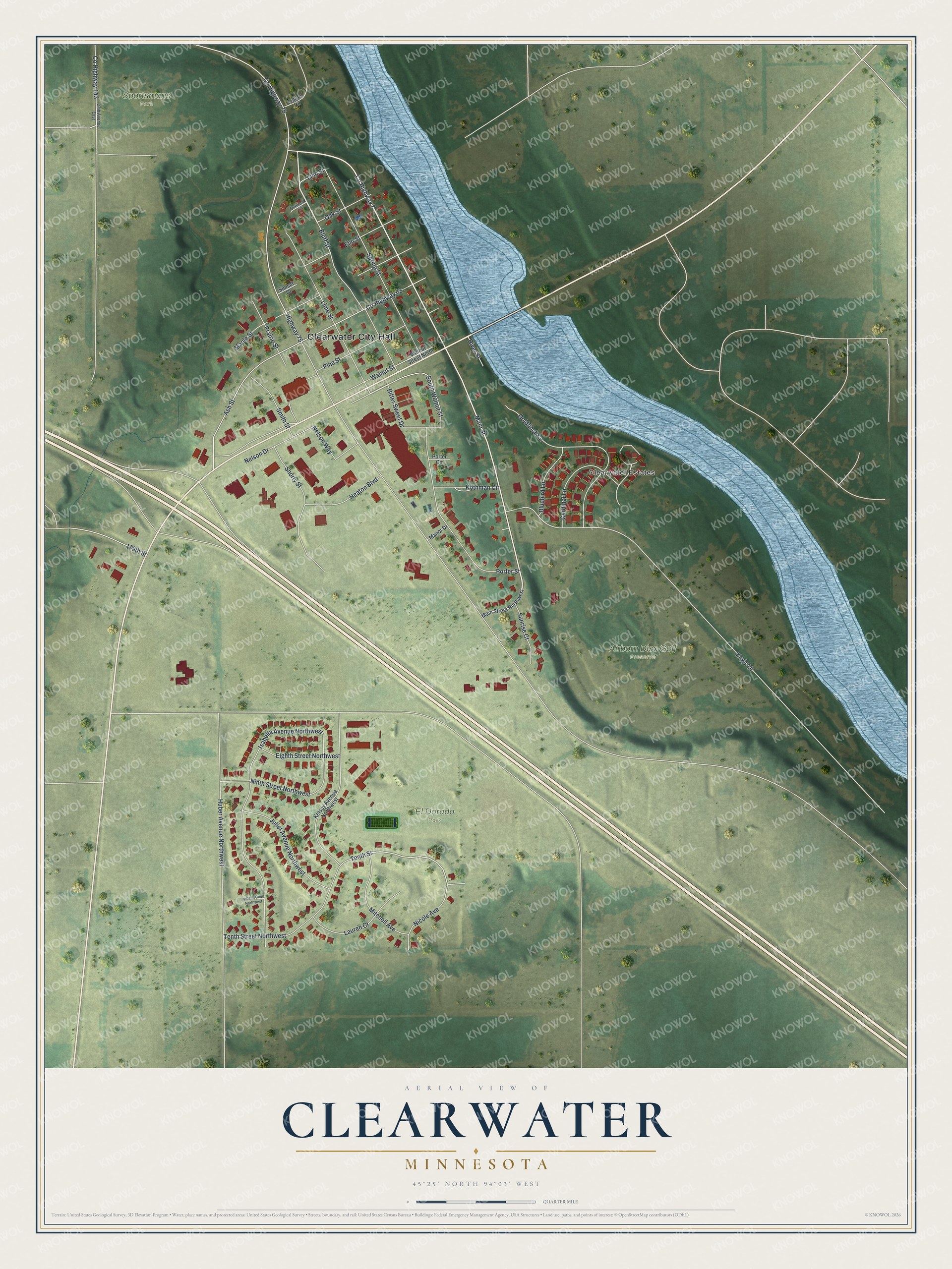 Watermarked full-map preview of Clearwater, Minnesota