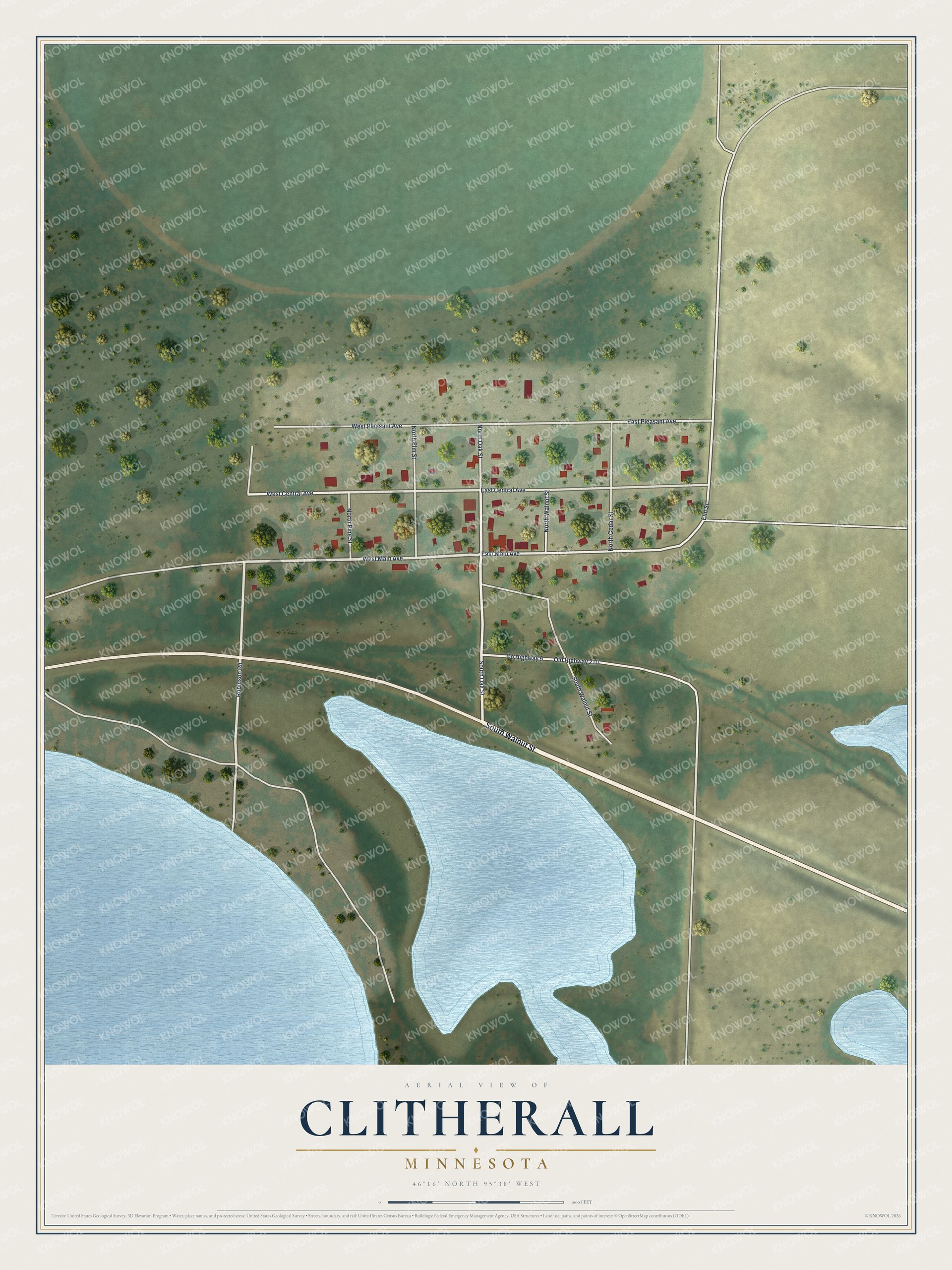 Watermarked full-map preview of Clitherall, Minnesota