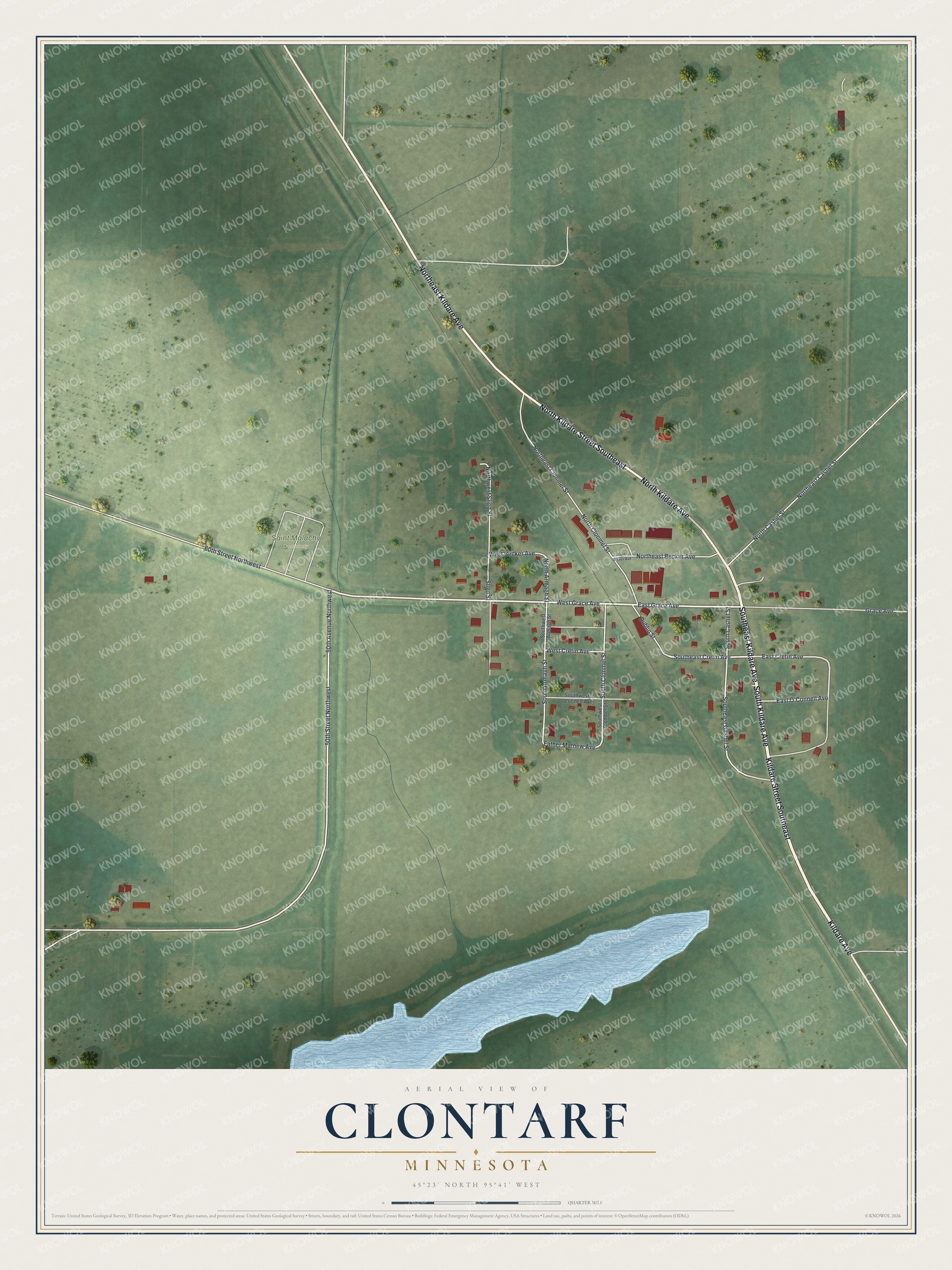 Watermarked full-map preview of Clontarf, Minnesota