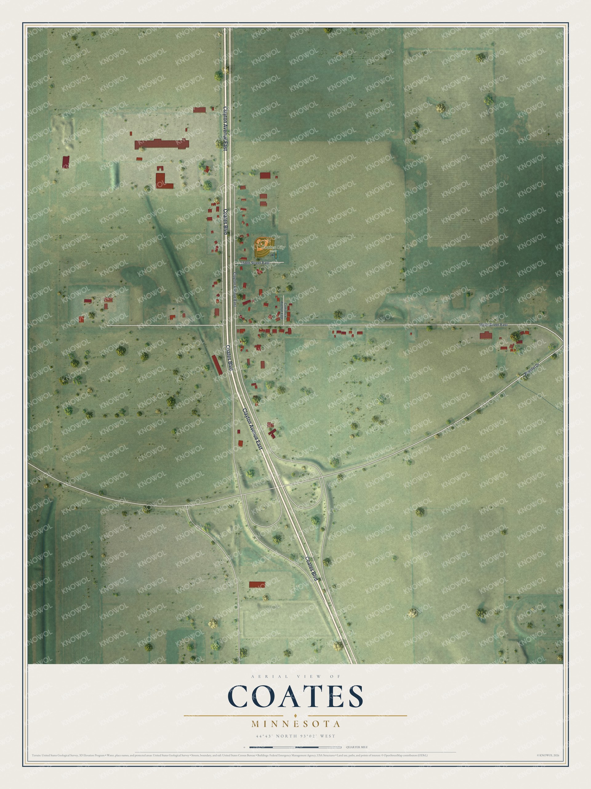 Watermarked full-map preview of Coates, Minnesota