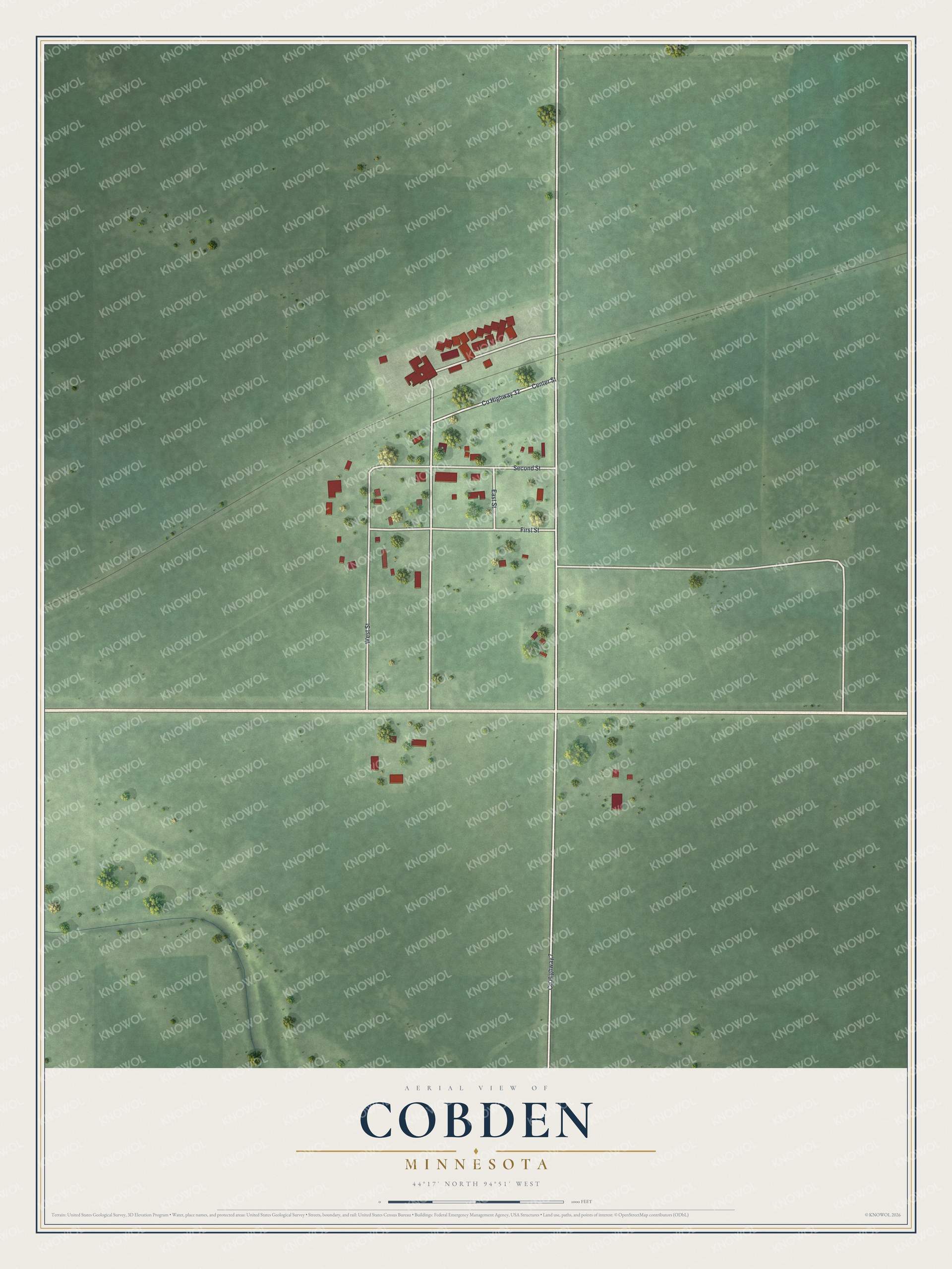 Watermarked full-map preview of Cobden, Minnesota