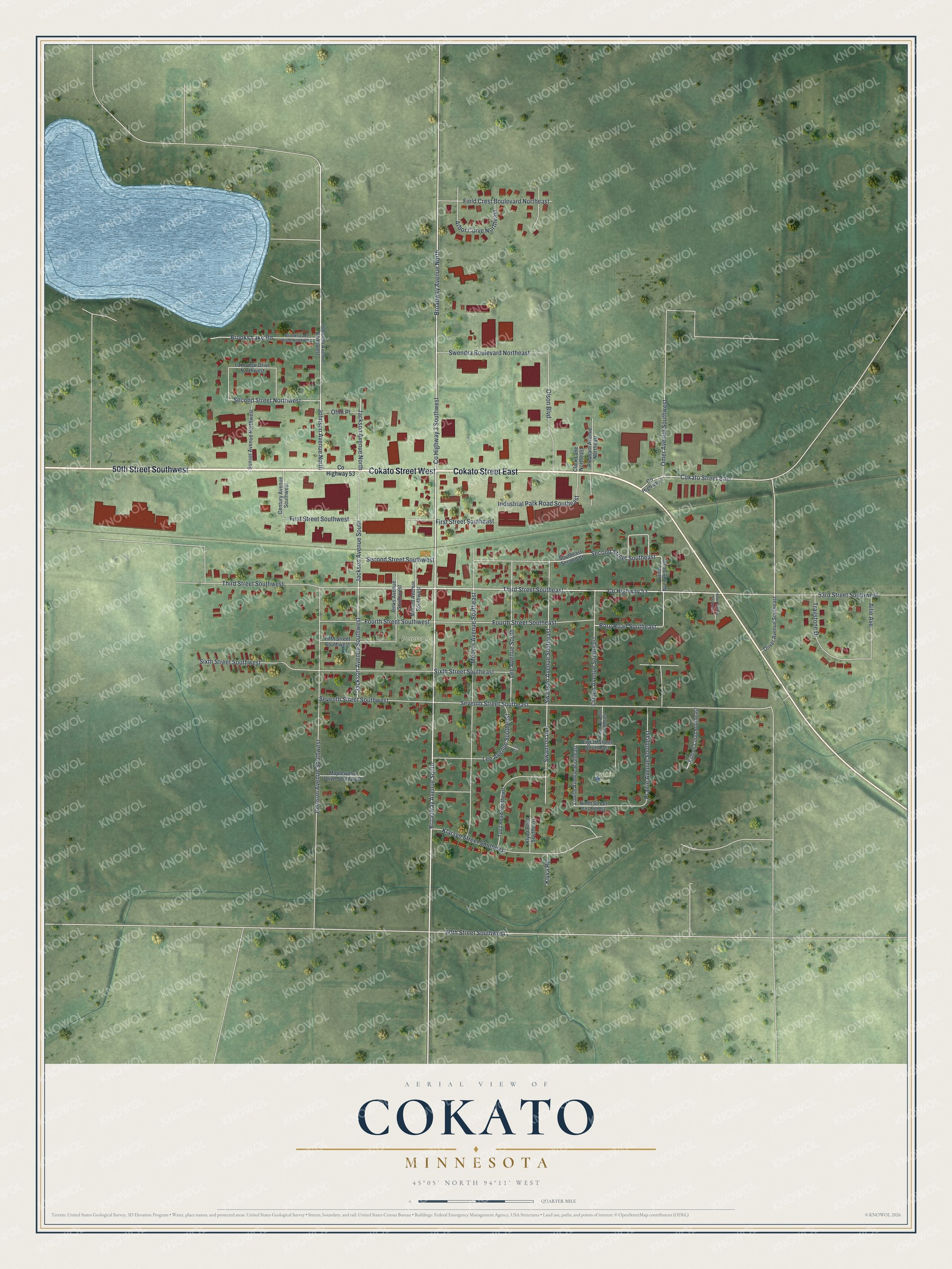 Watermarked full-map preview of Cokato, Minnesota