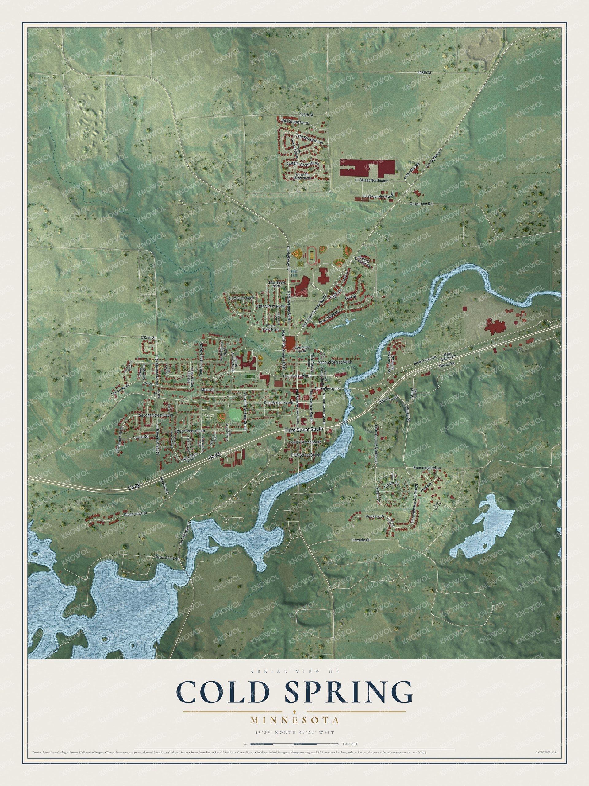 Watermarked full-map preview of Cold Spring, Minnesota