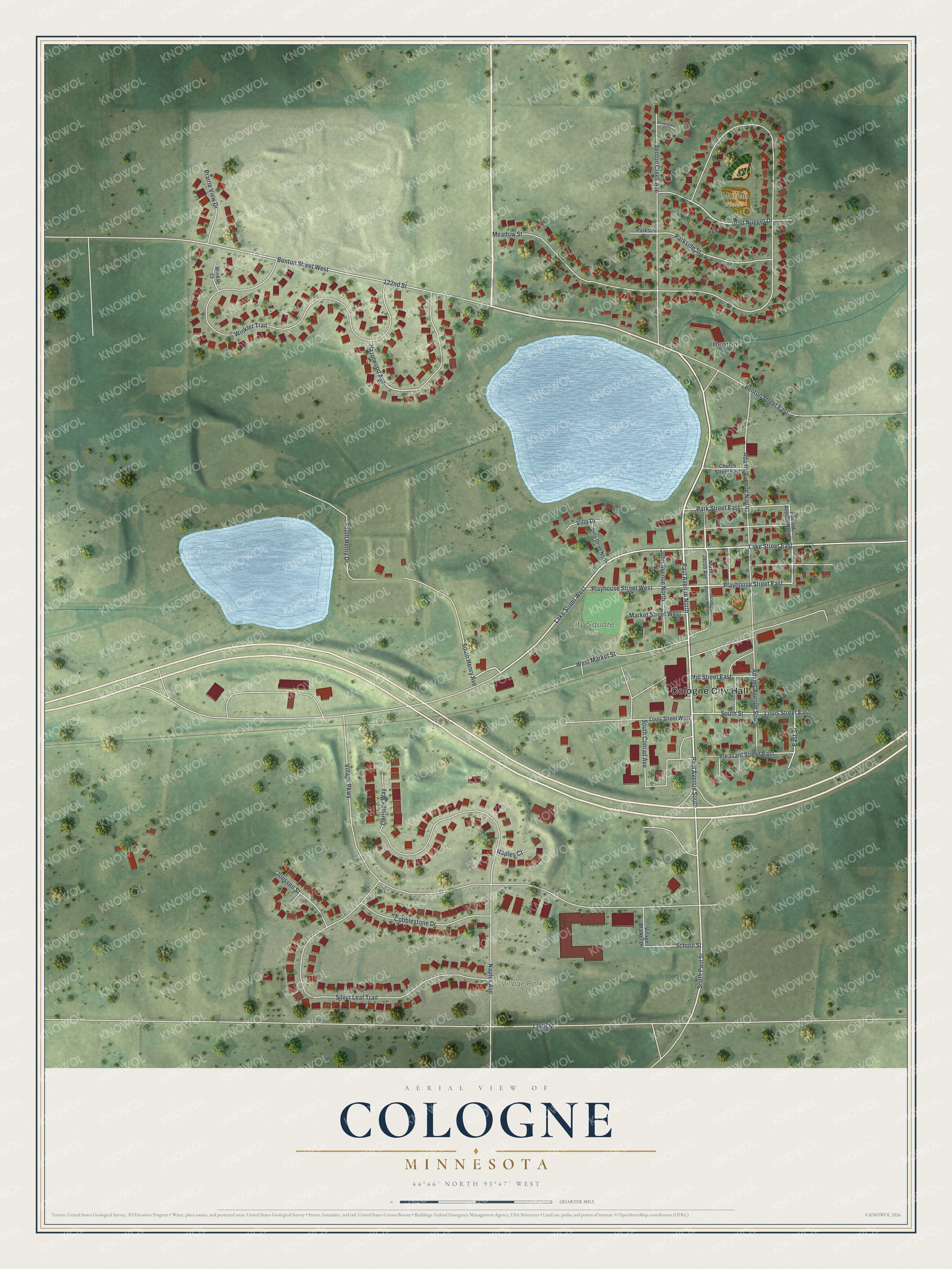 Watermarked full-map preview of Cologne, Minnesota