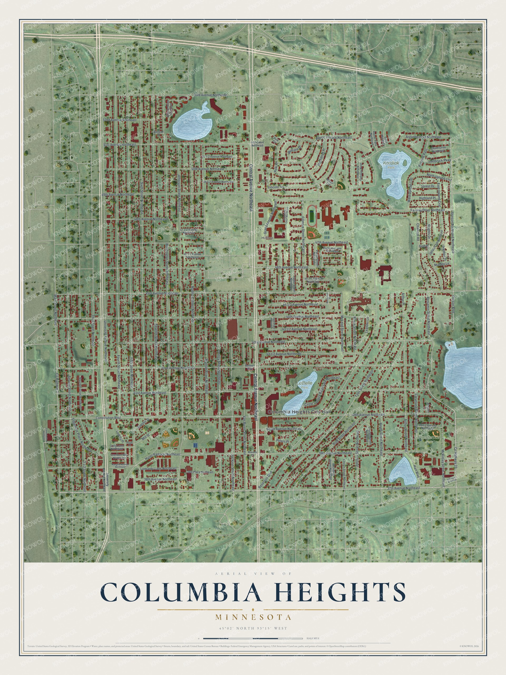Watermarked full-map preview of Columbia Heights, Minnesota