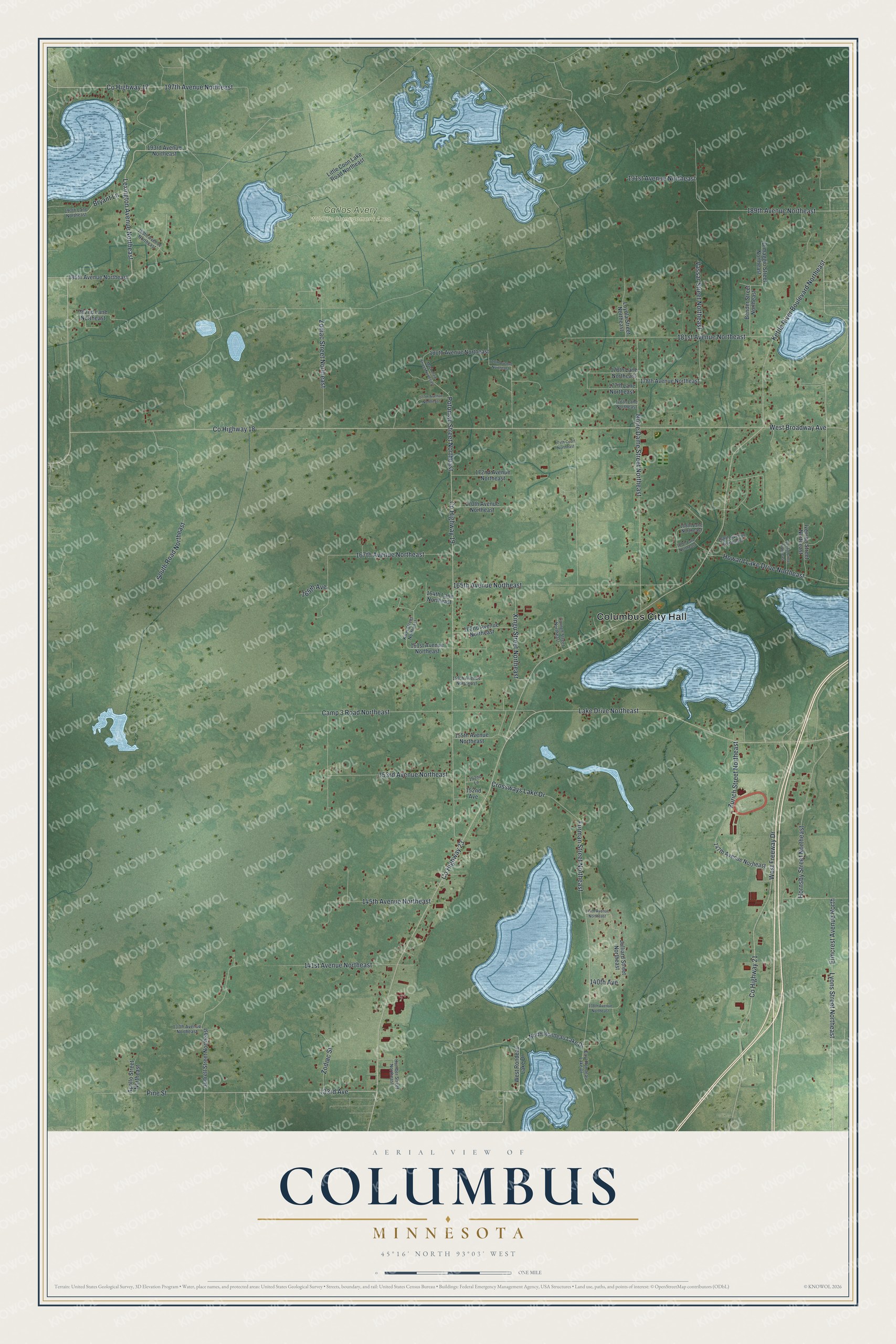 Watermarked full-map preview of Columbus, Minnesota