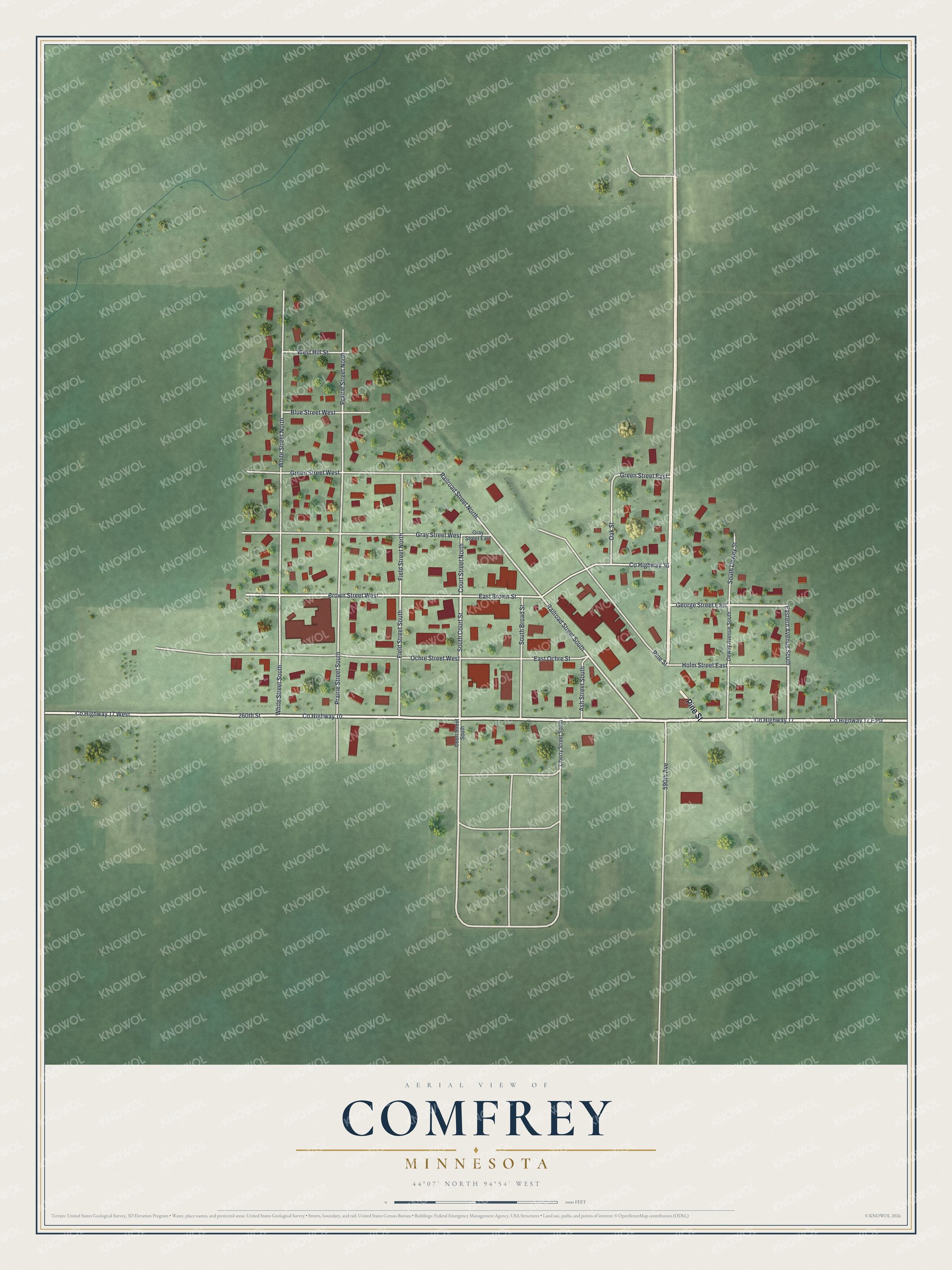 Watermarked full-map preview of Comfrey, Minnesota