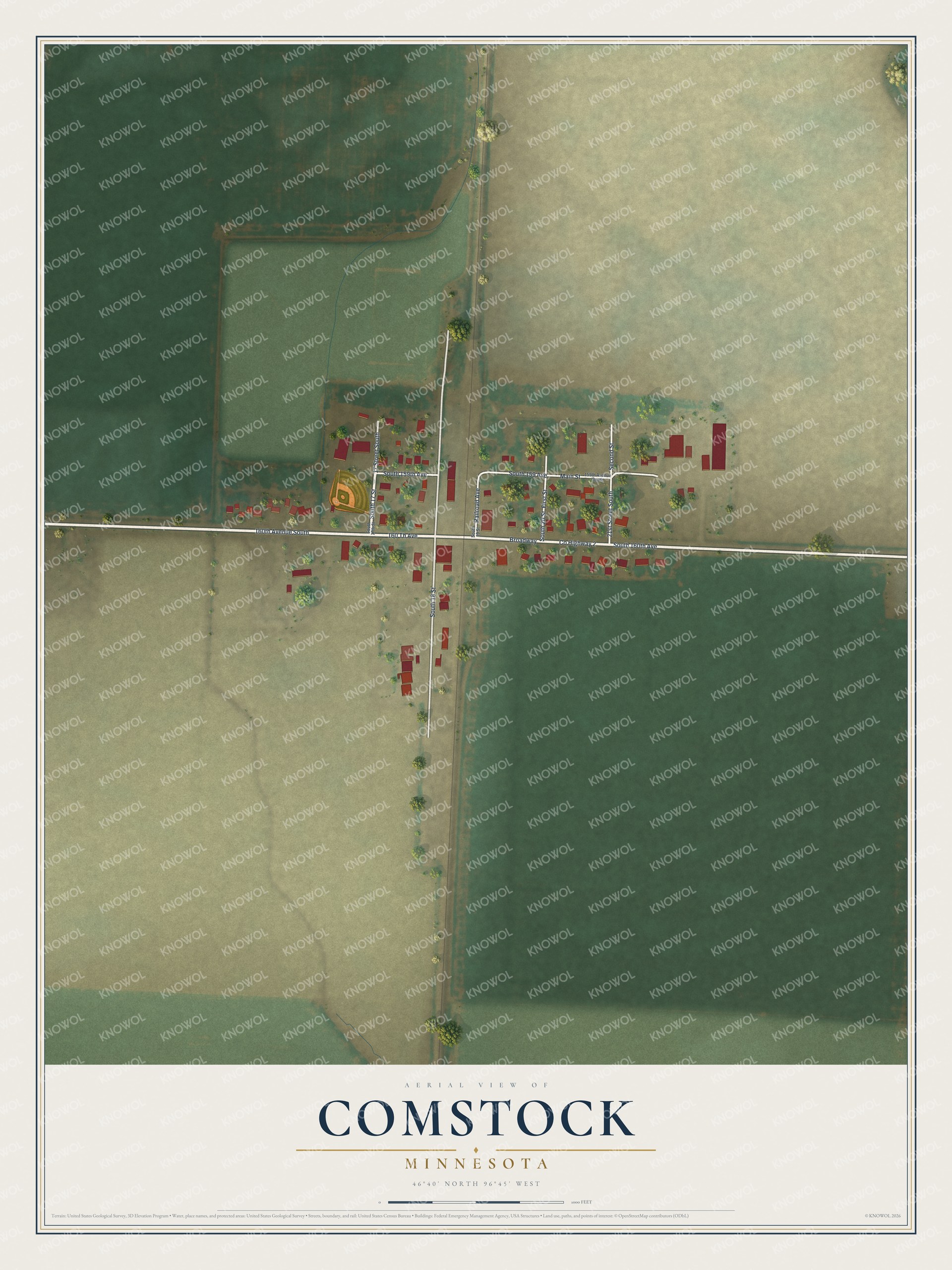 Watermarked full-map preview of Comstock, Minnesota