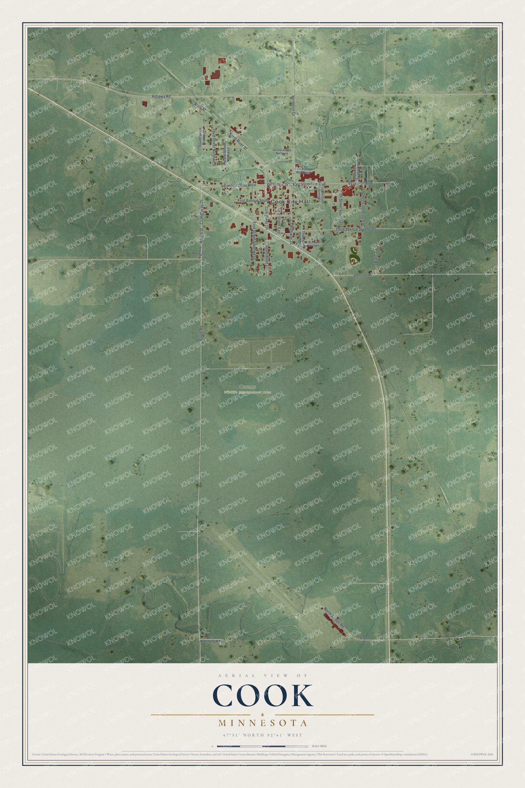 Watermarked full-map preview of Cook, Minnesota