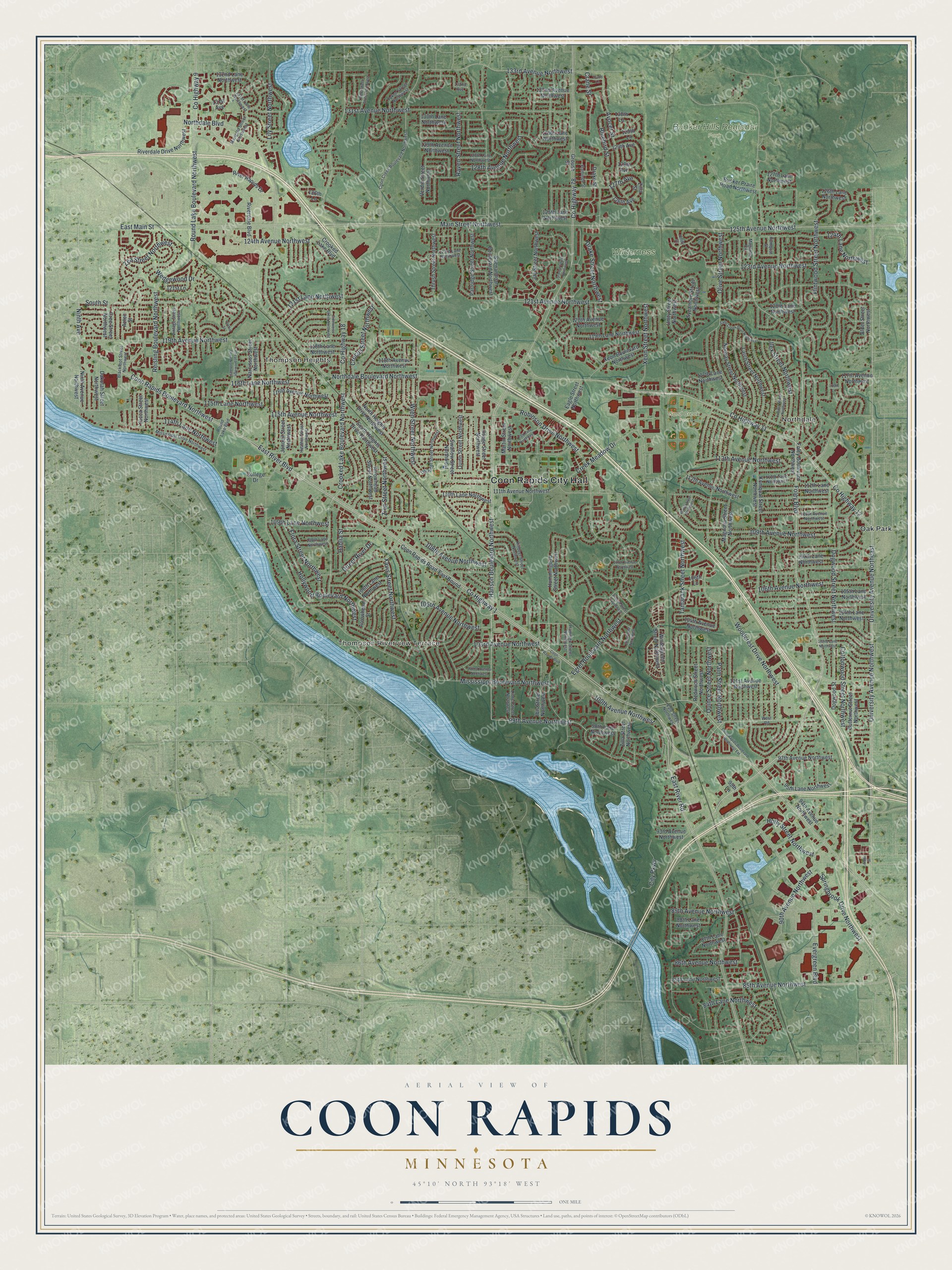 Watermarked full-map preview of Coon Rapids, Minnesota