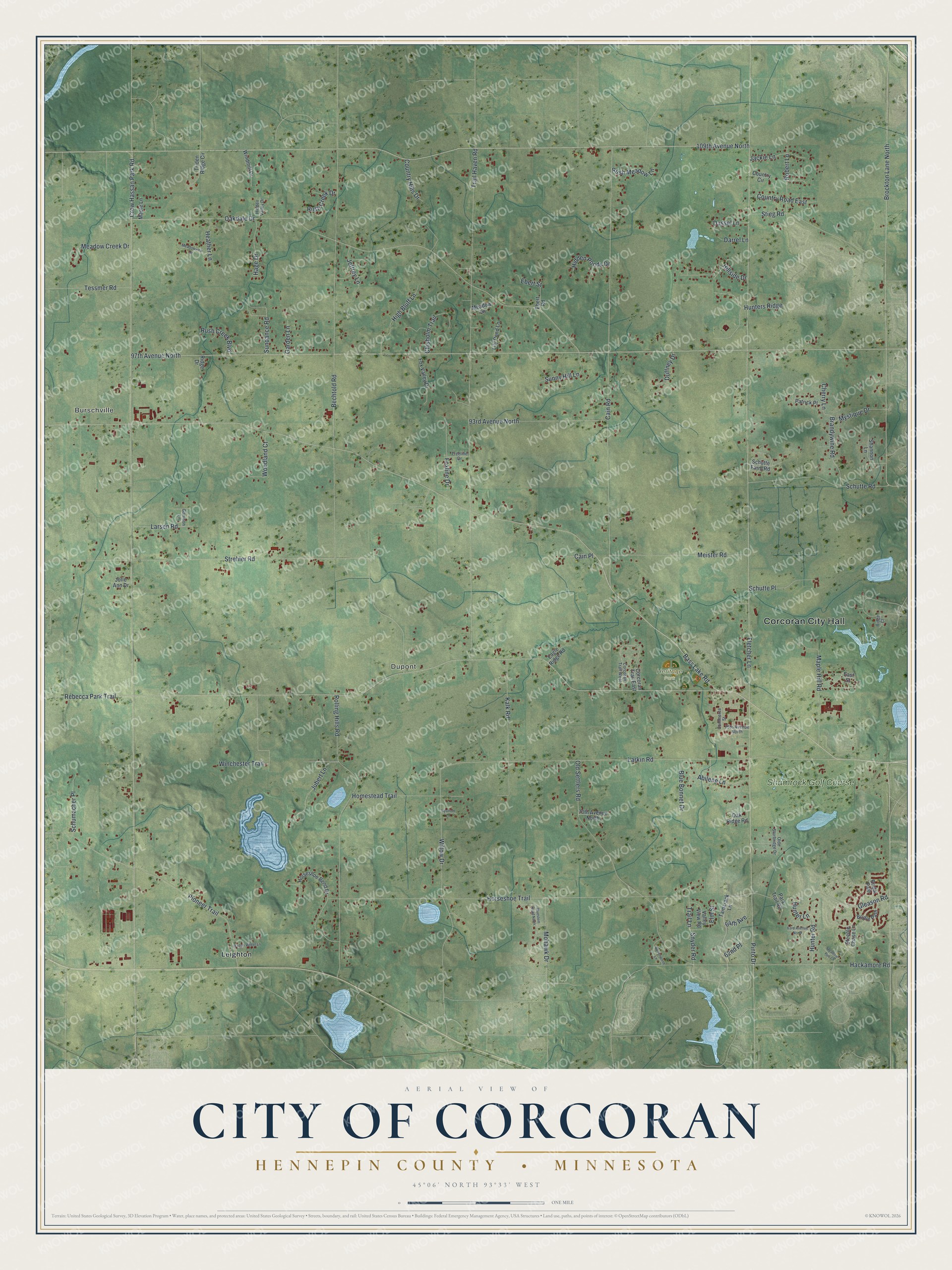 Watermarked full-map preview of City of Corcoran, Minnesota