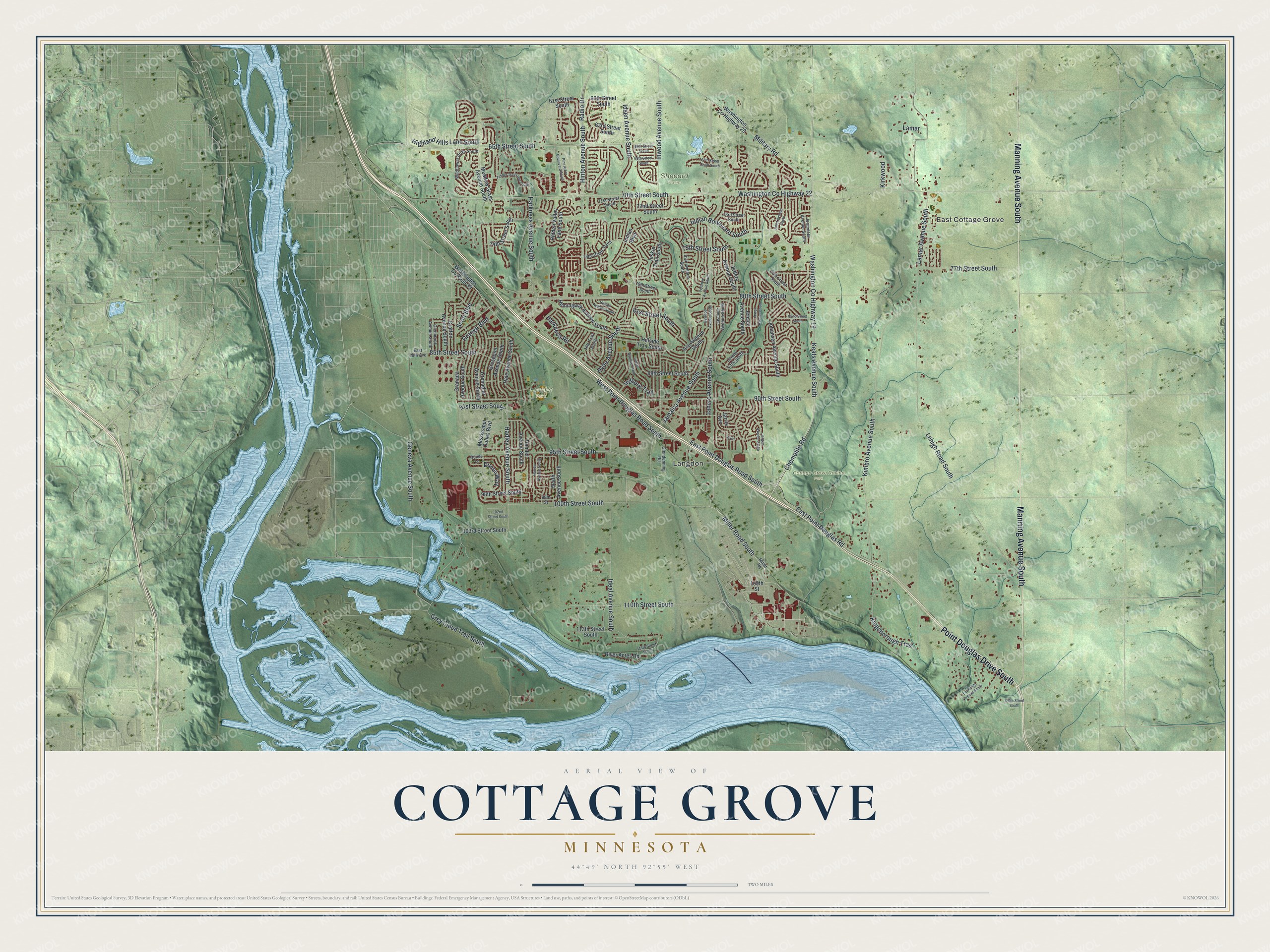 Watermarked full-map preview of Cottage Grove, Minnesota