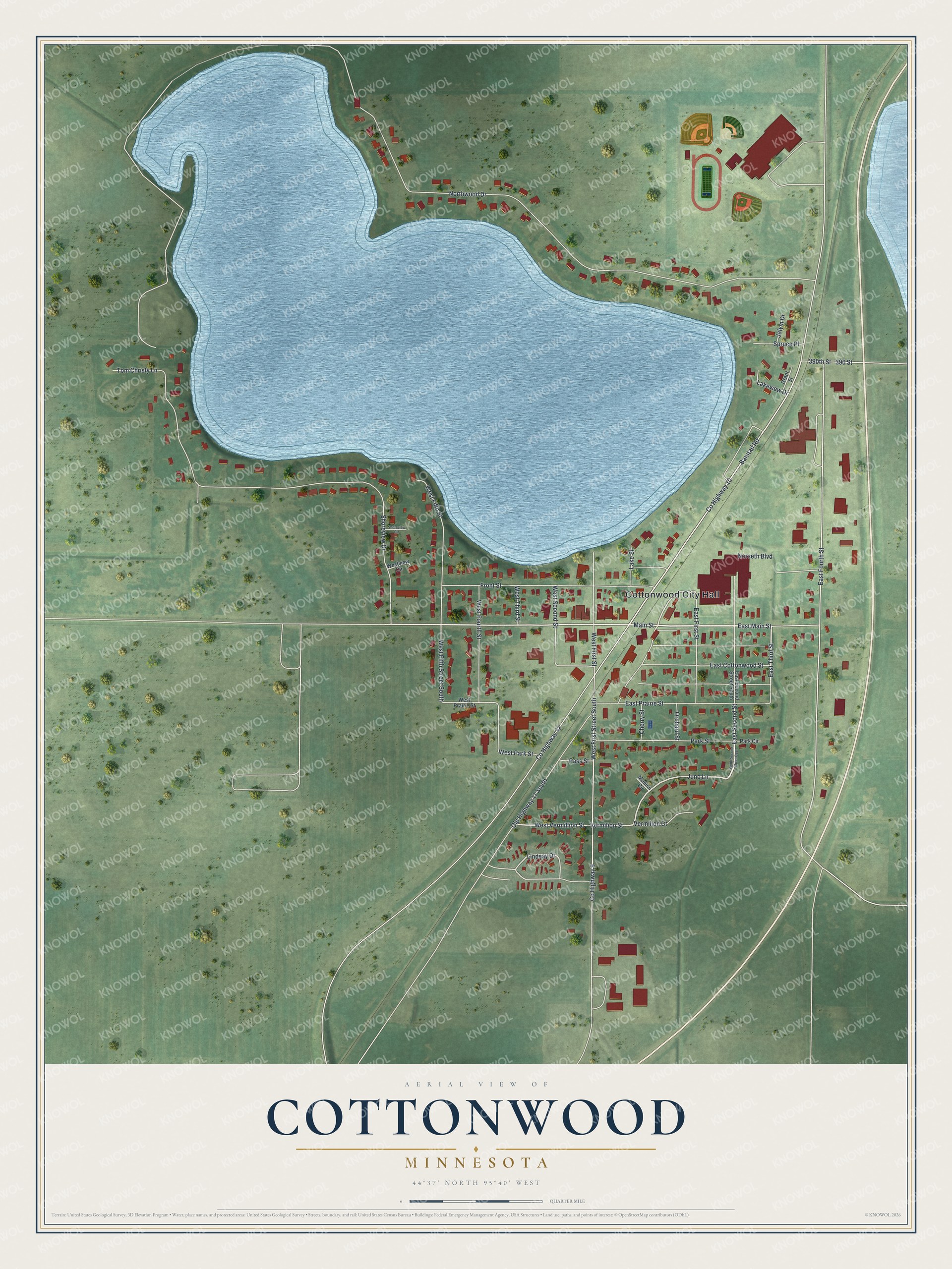 Watermarked full-map preview of Cottonwood, Minnesota