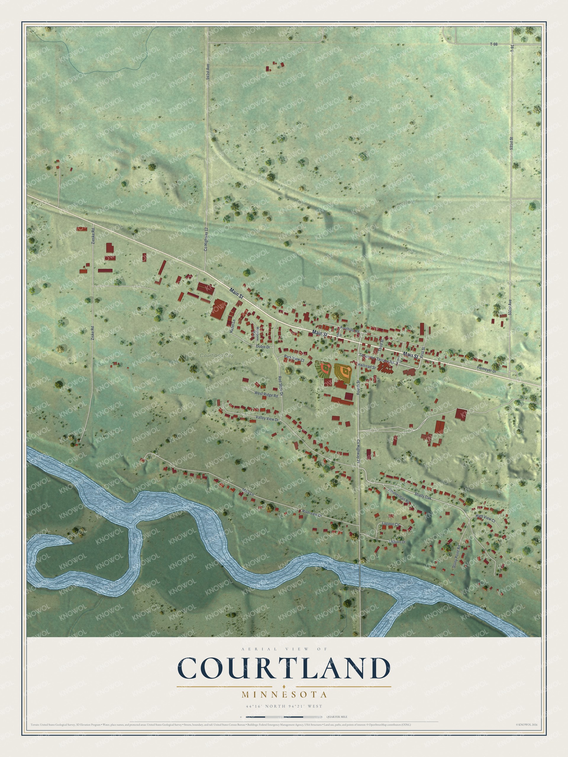 Watermarked full-map preview of Courtland, Minnesota