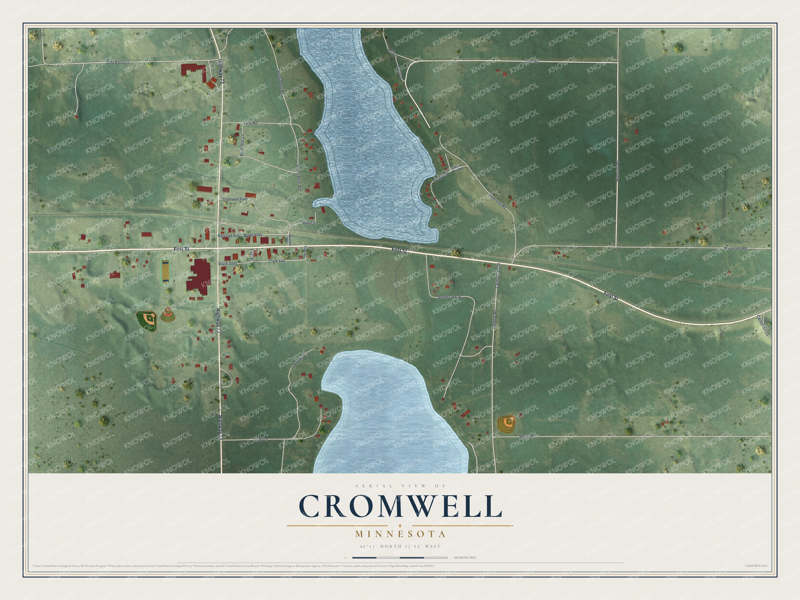 Watermarked full-map preview of Cromwell, Minnesota