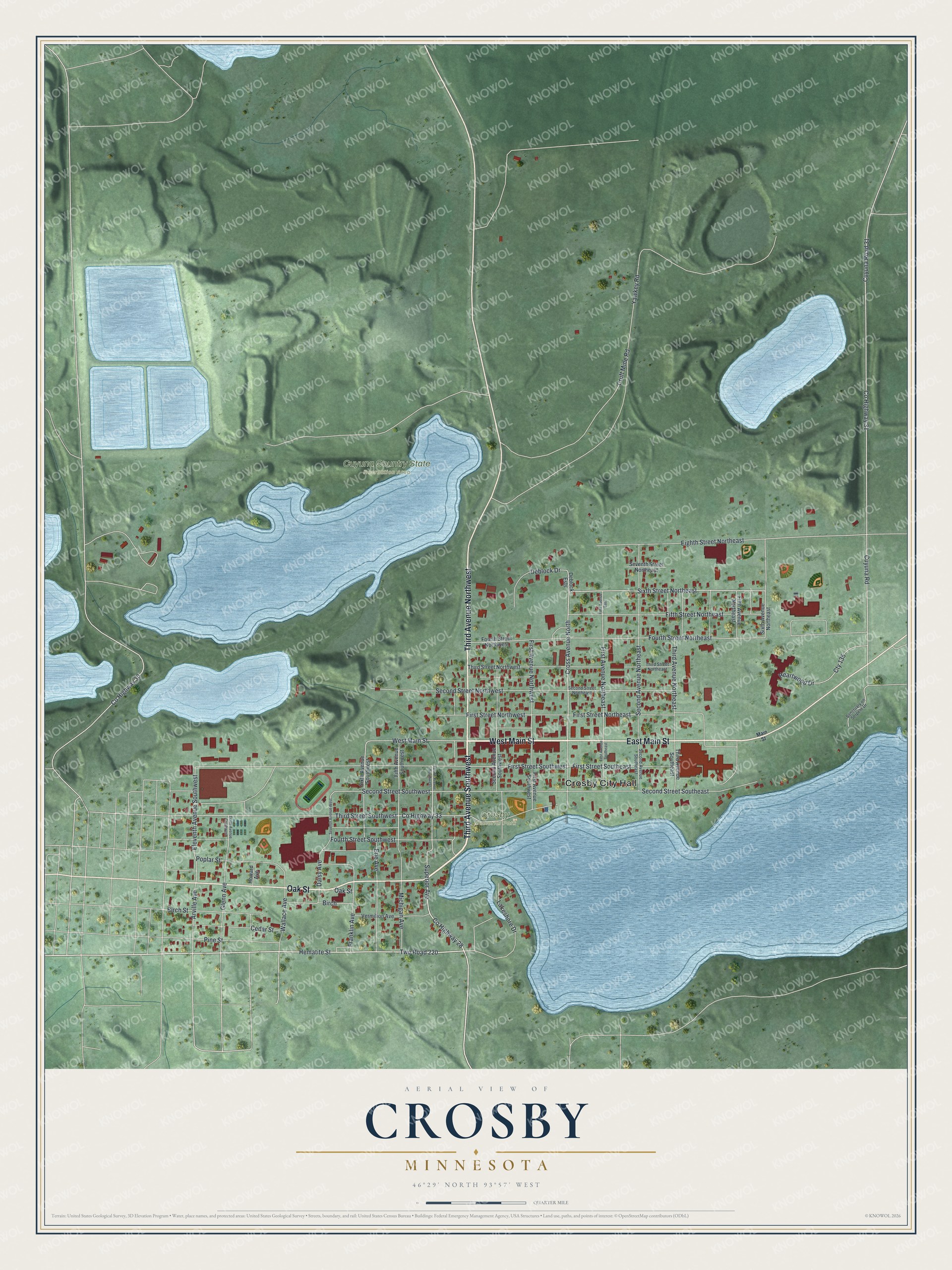 Watermarked full-map preview of Crosby, Minnesota