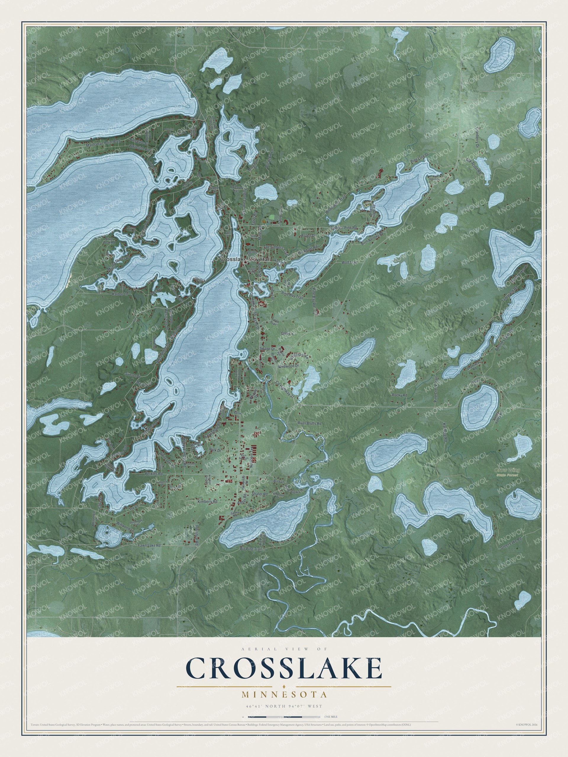 Watermarked full-map preview of Crosslake, Minnesota