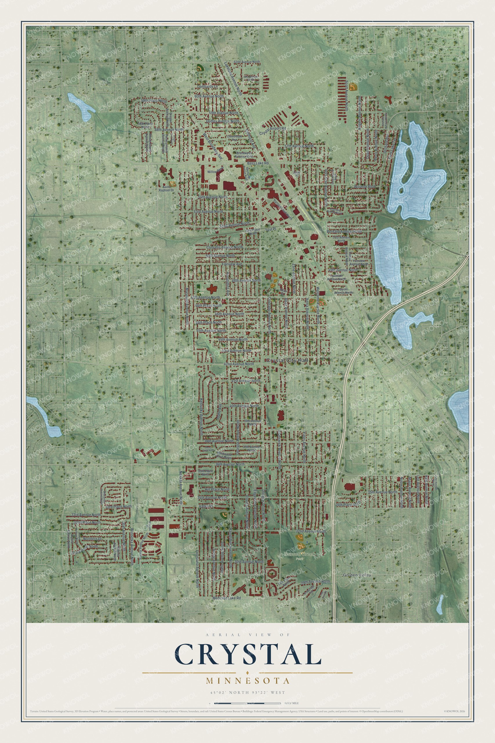 Watermarked full-map preview of Crystal, Minnesota
