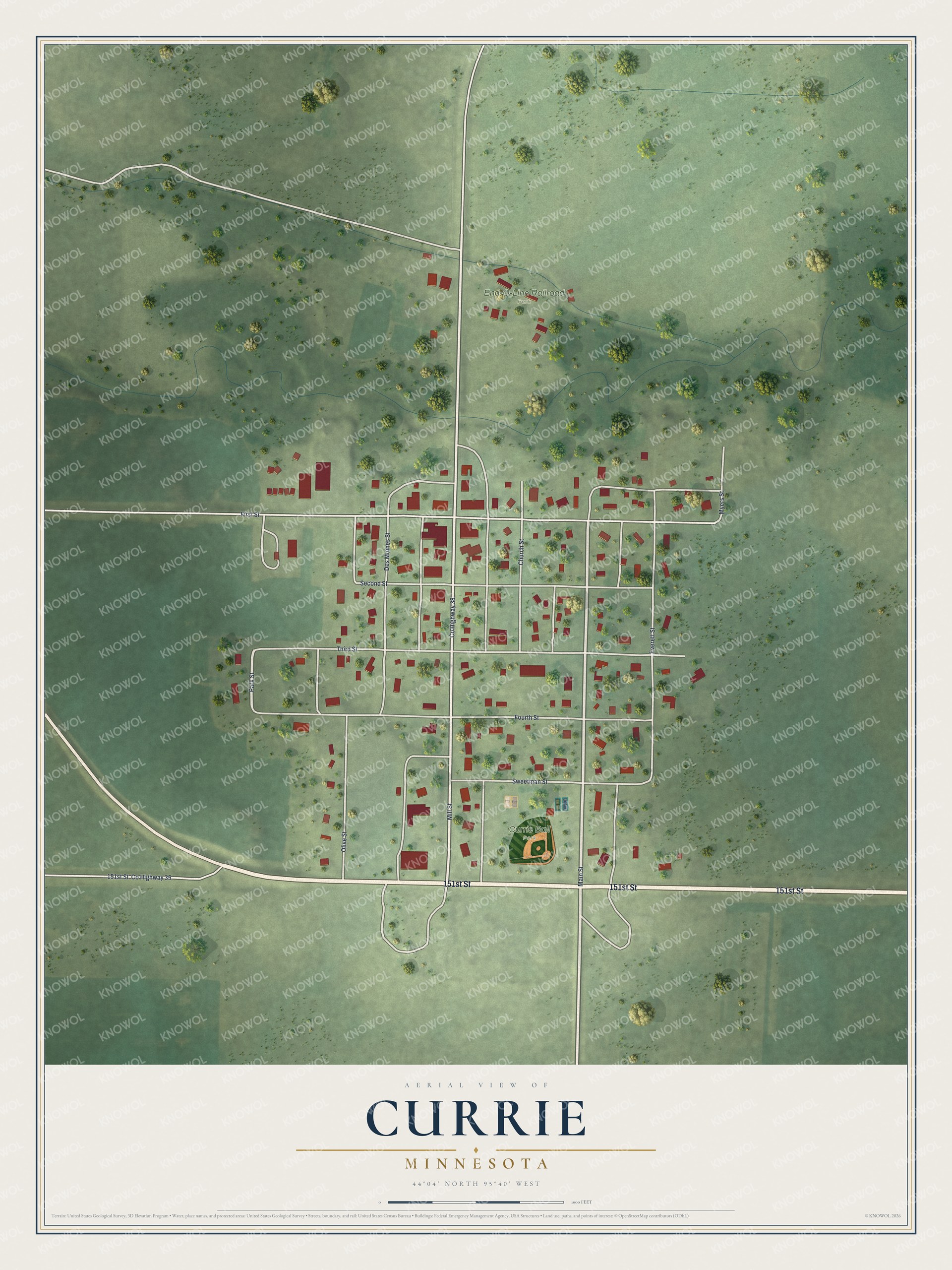 Watermarked full-map preview of Currie, Minnesota