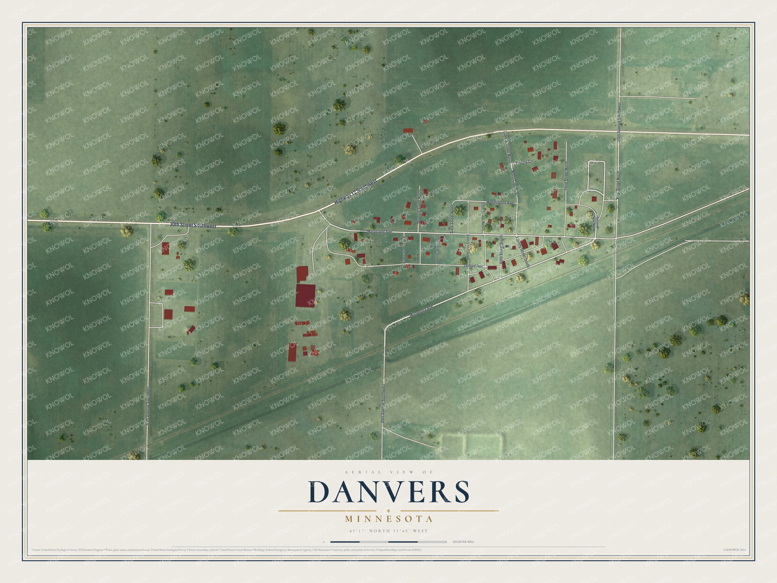 Watermarked full-map preview of Danvers, Minnesota