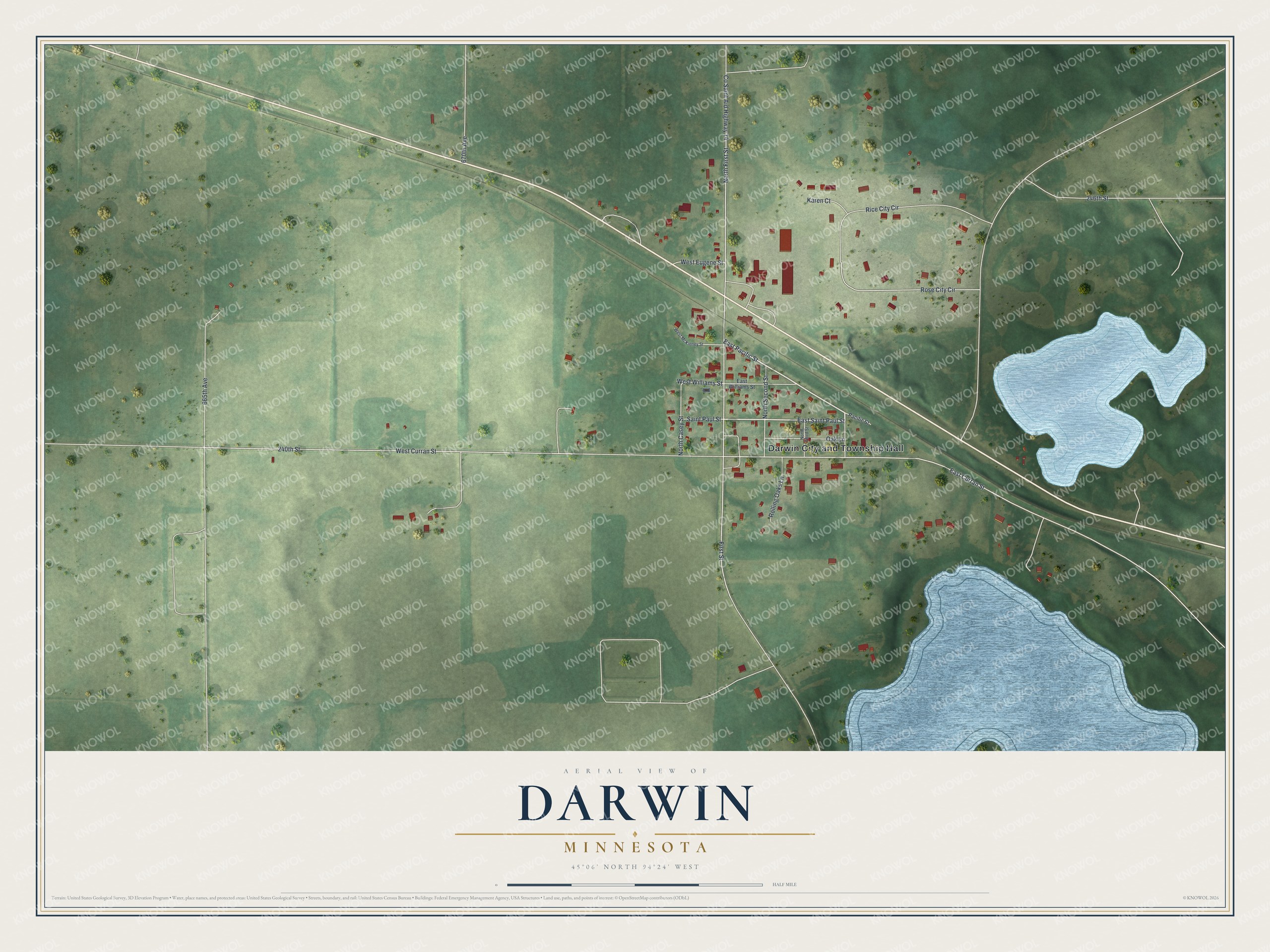 Watermarked full-map preview of Darwin, Minnesota