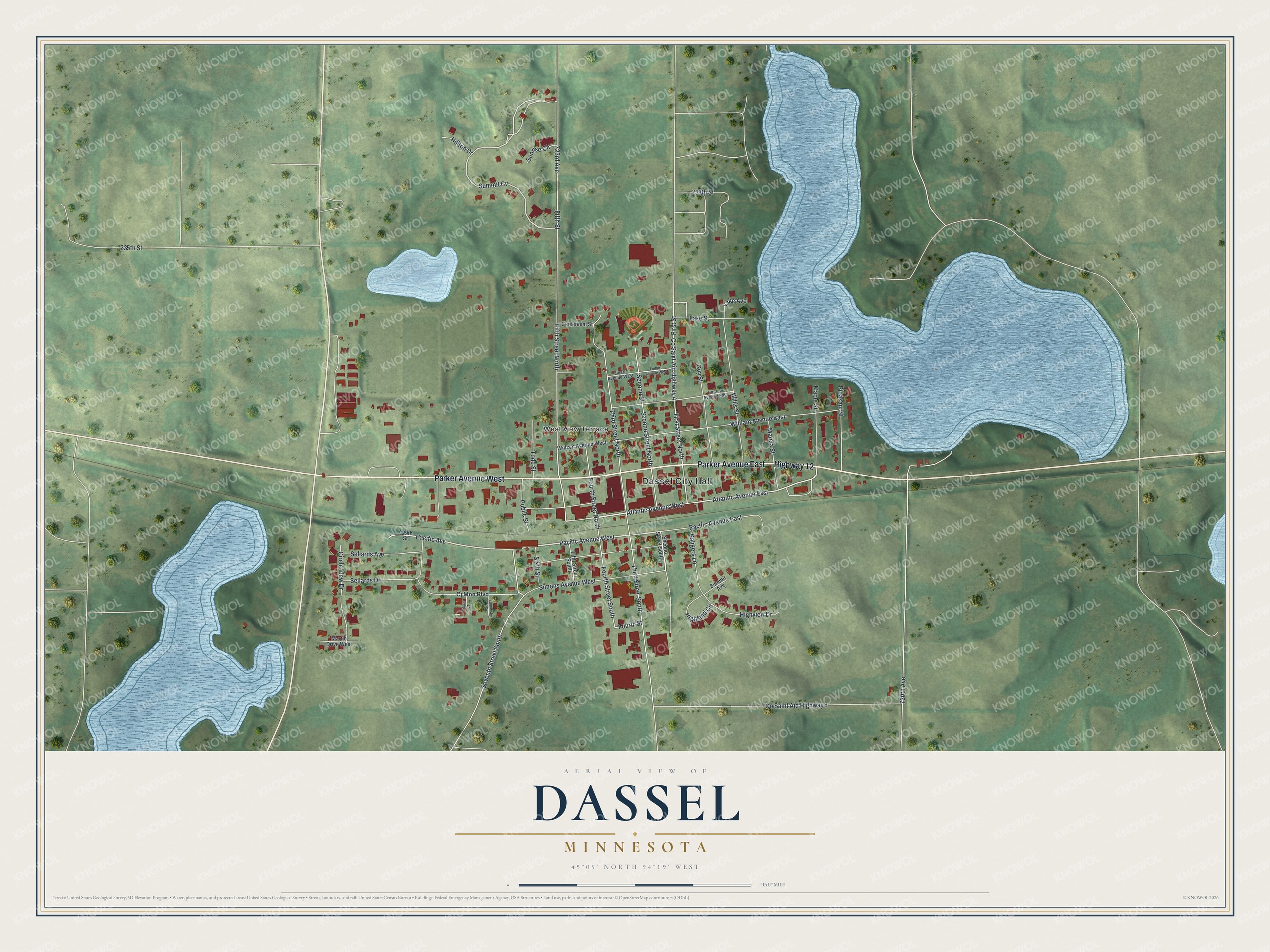 Watermarked full-map preview of Dassel, Minnesota