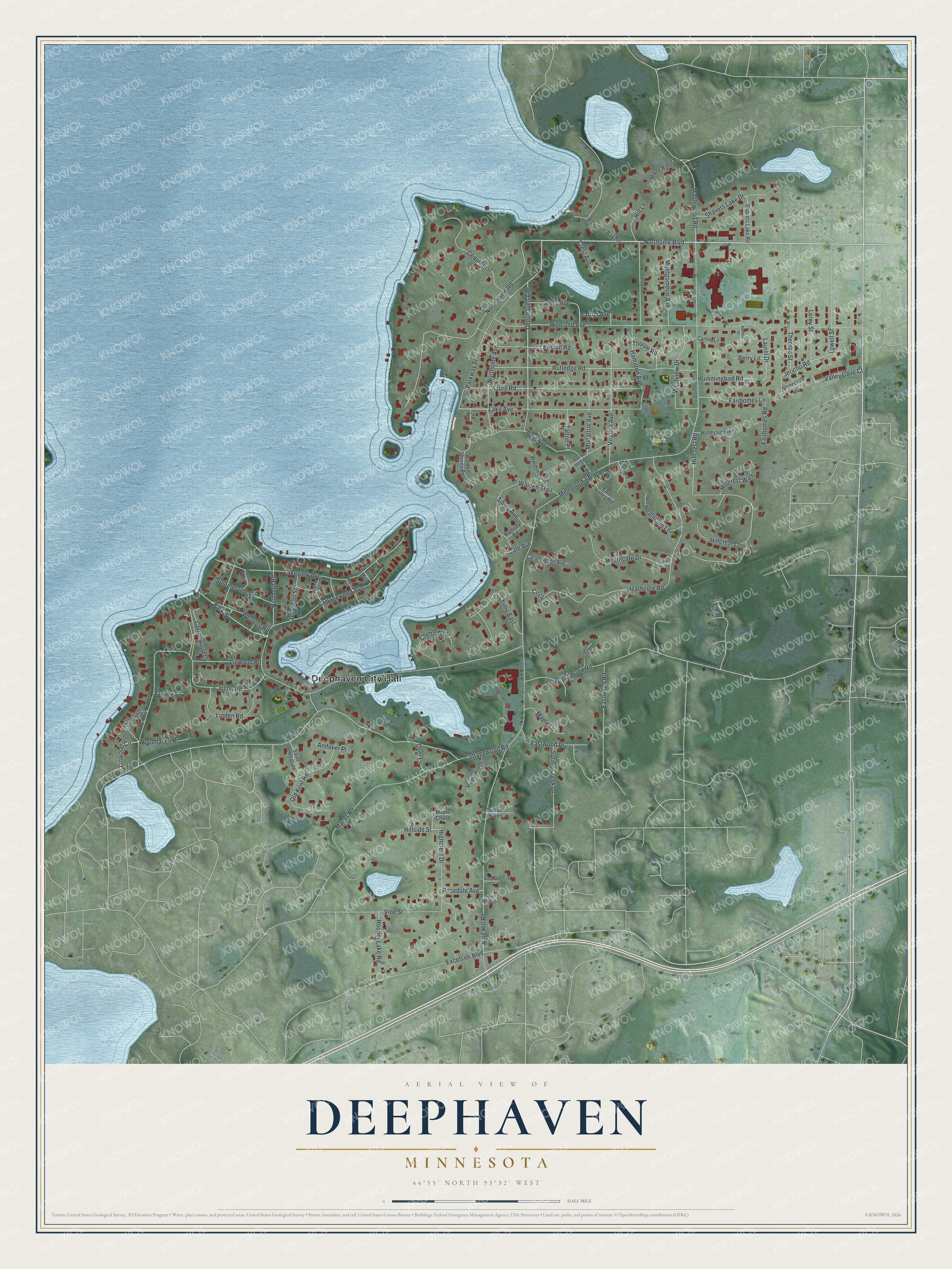 Watermarked full-map preview of Deephaven, Minnesota
