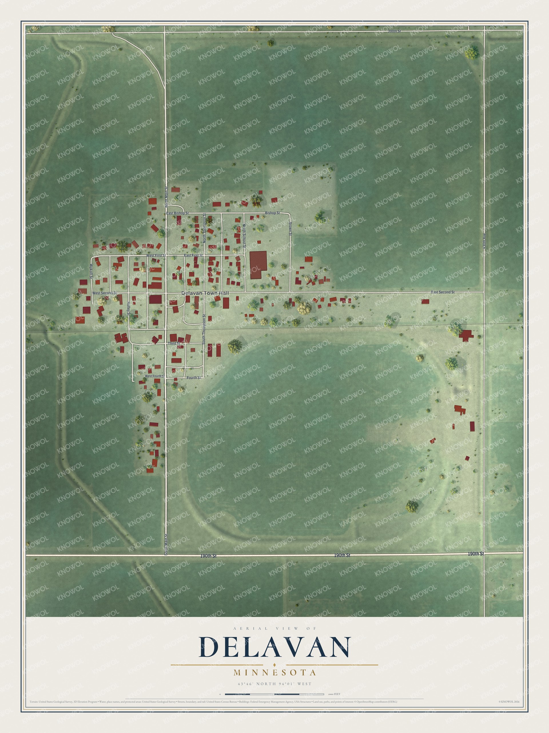 Watermarked full-map preview of Delavan, Minnesota