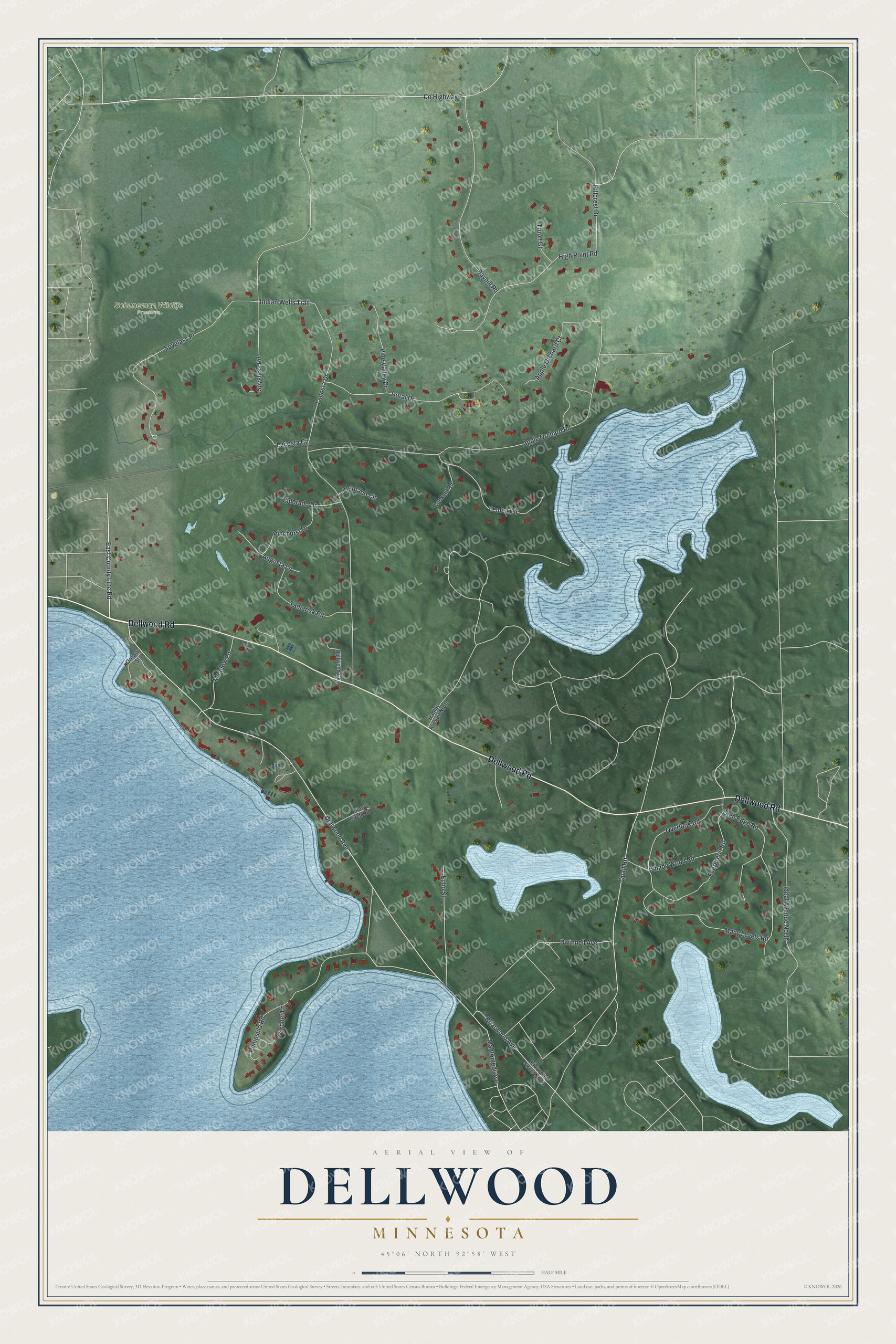 Watermarked full-map preview of Dellwood, Minnesota