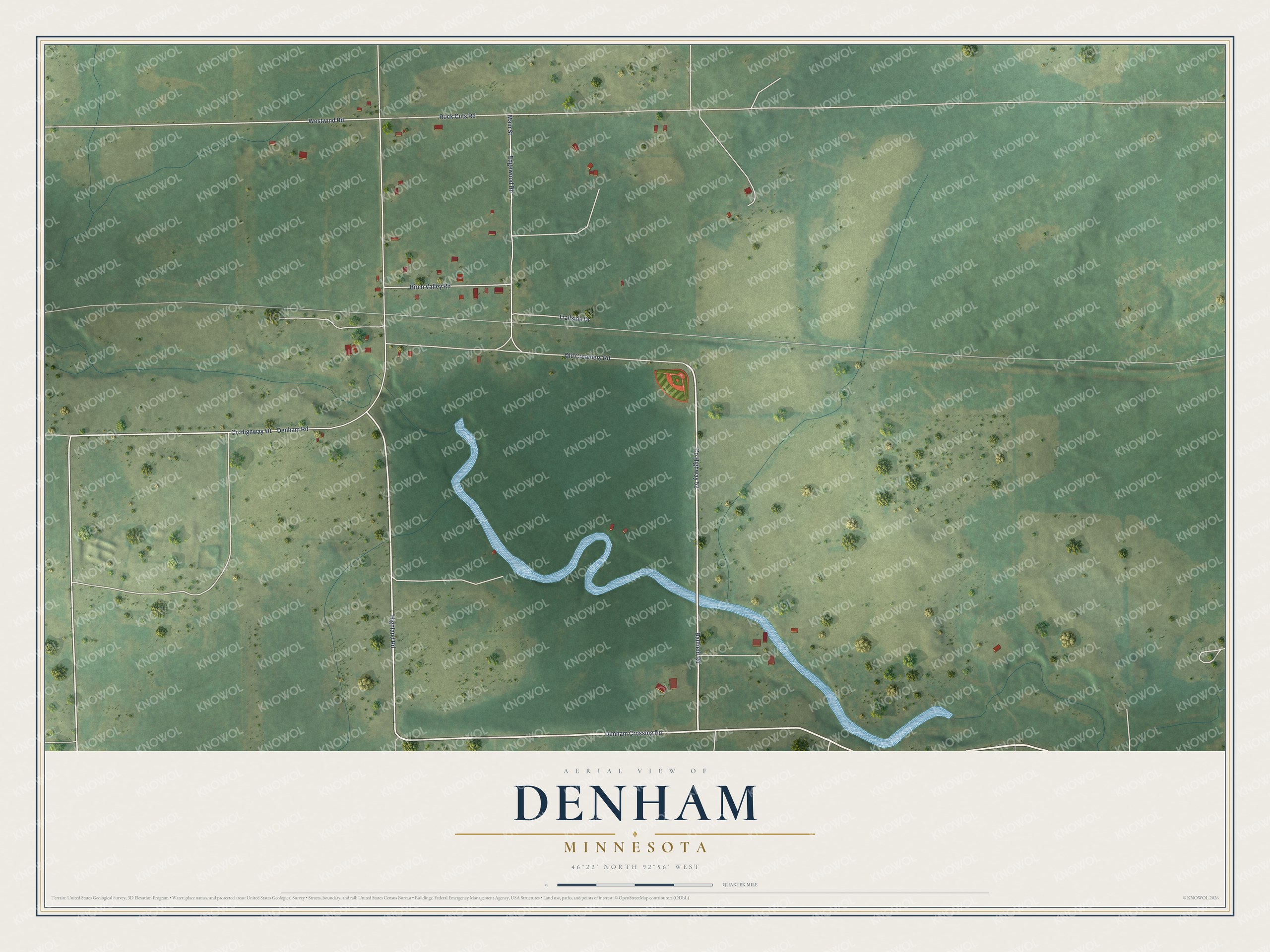 Watermarked full-map preview of Denham, Minnesota