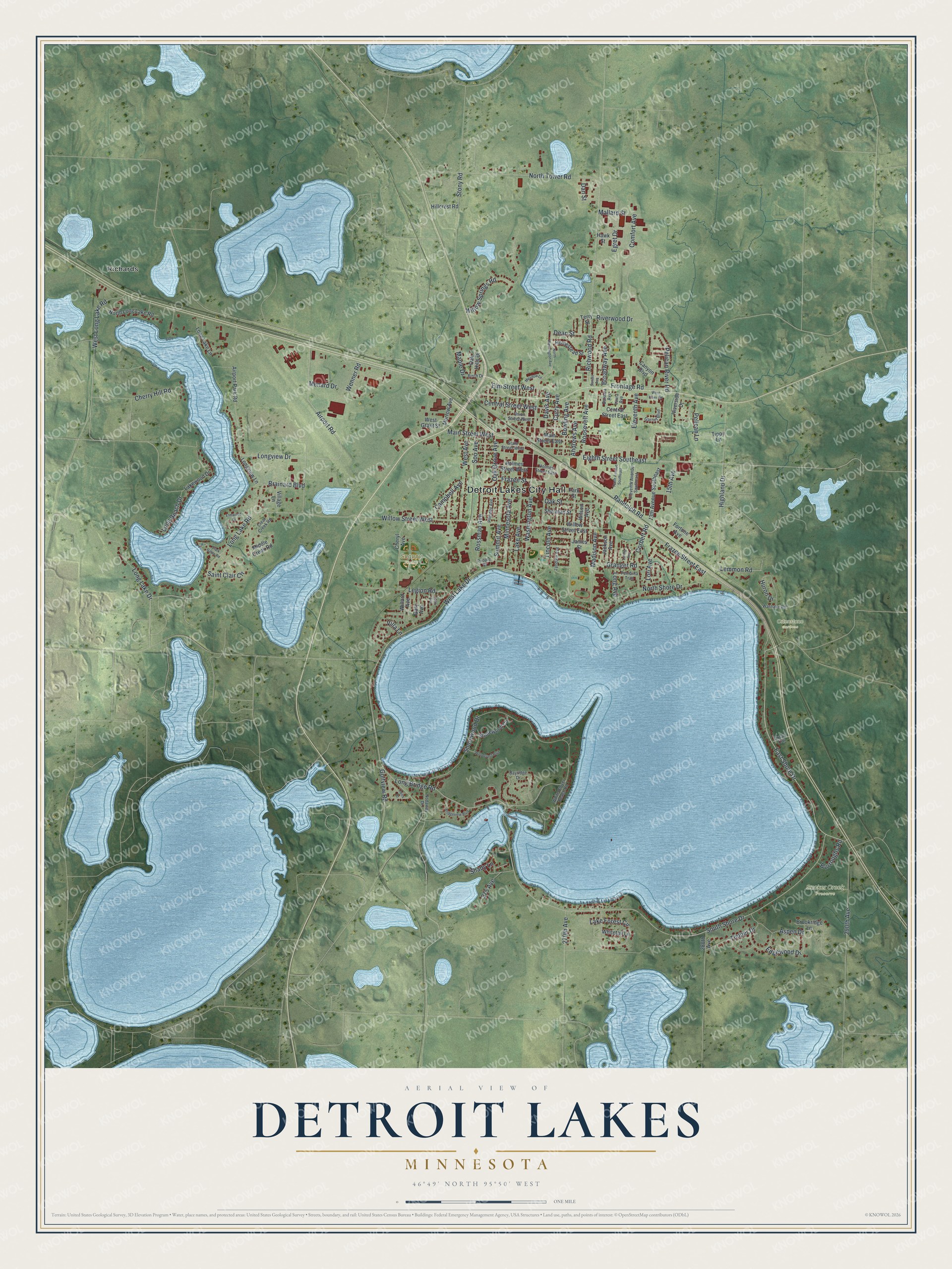 Watermarked full-map preview of Detroit Lakes, Minnesota