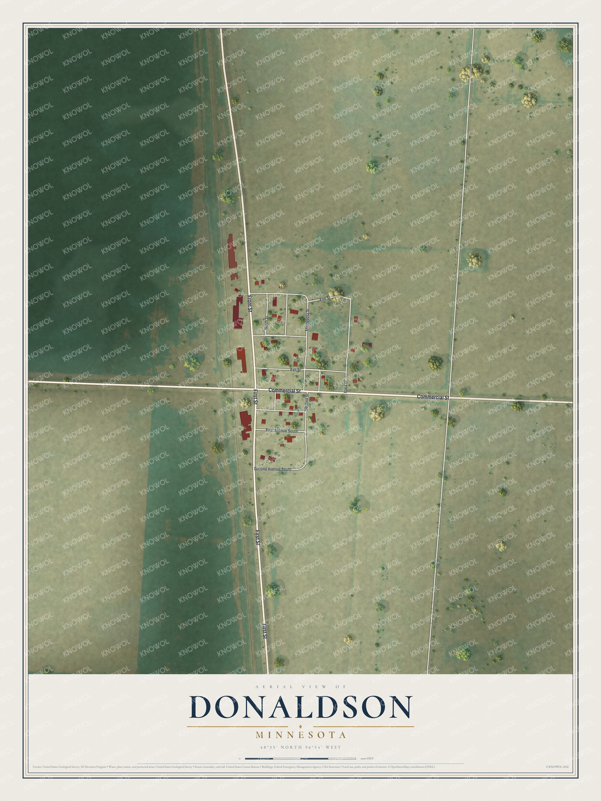 Watermarked full-map preview of Donaldson, Minnesota