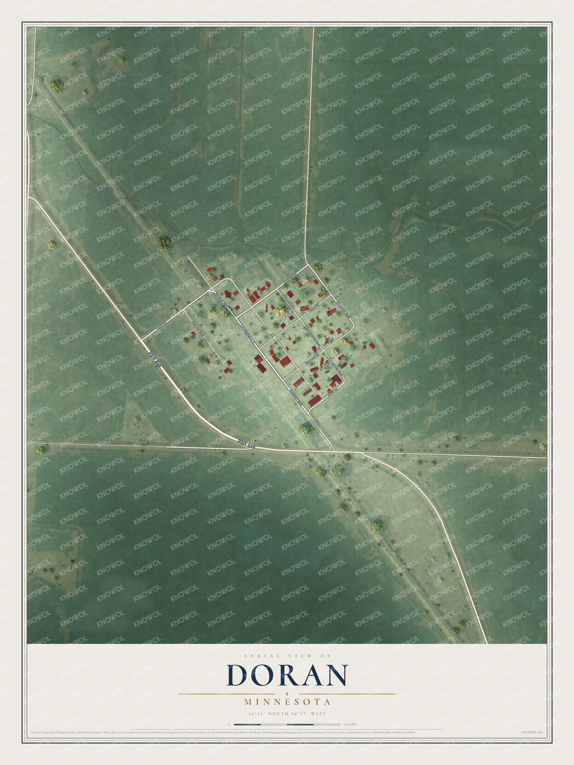 Watermarked full-map preview of Doran, Minnesota
