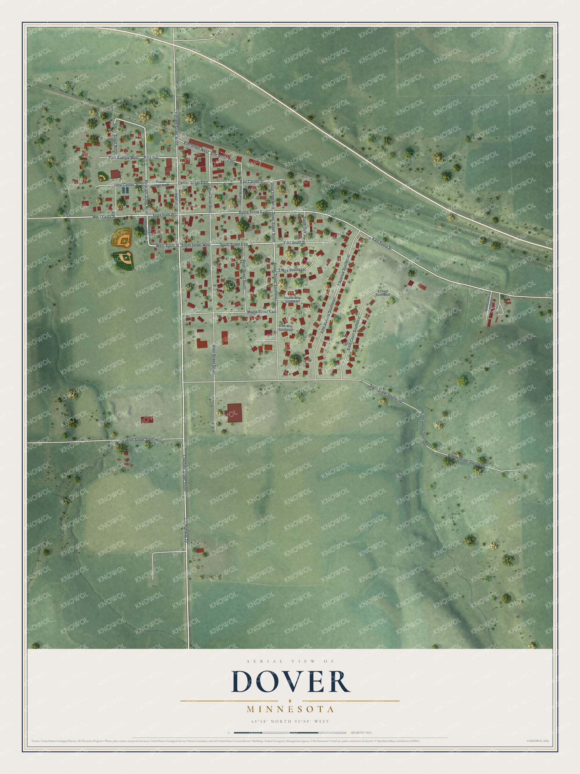 Watermarked full-map preview of Dover, Minnesota