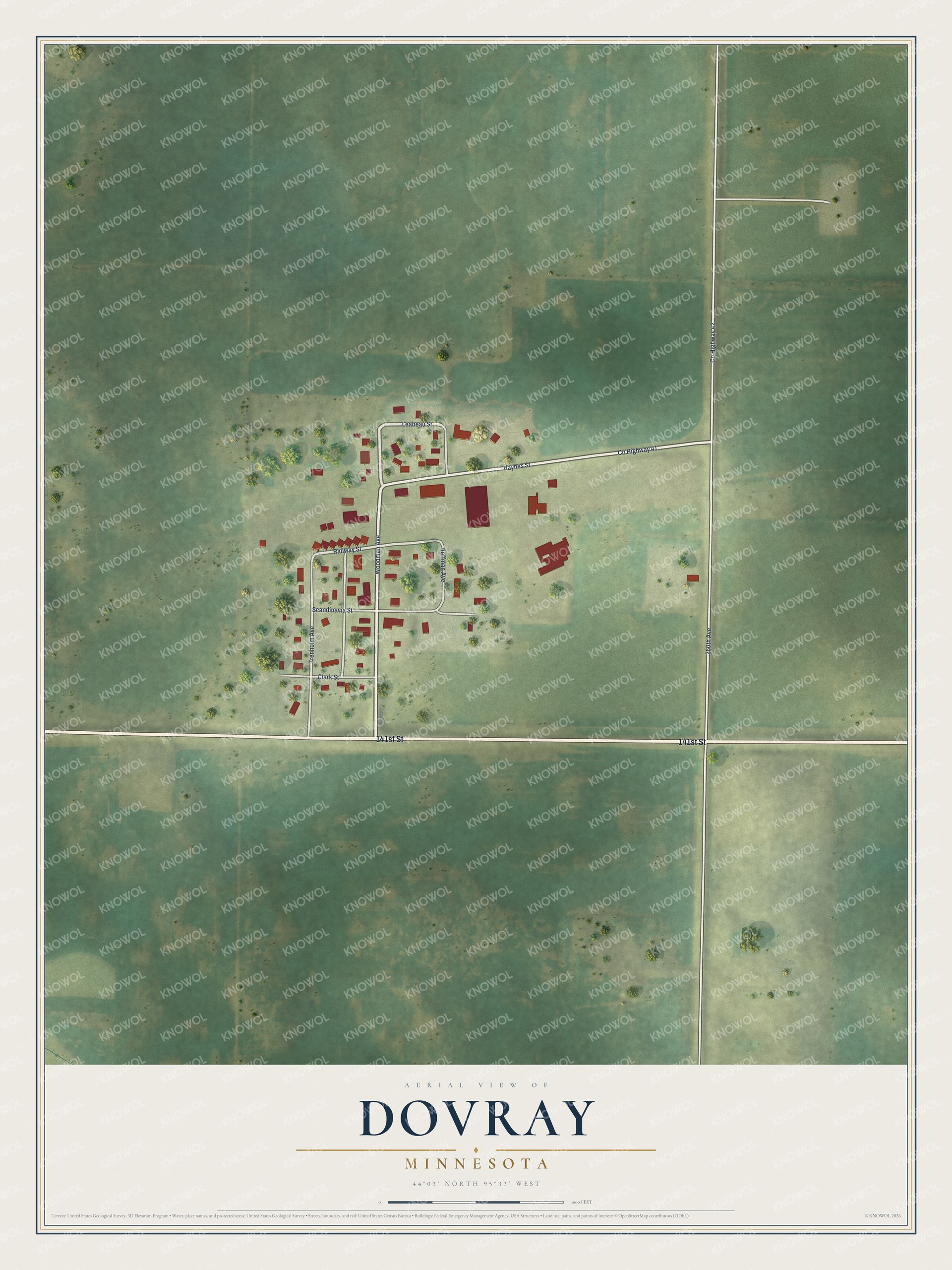 Watermarked full-map preview of Dovray, Minnesota