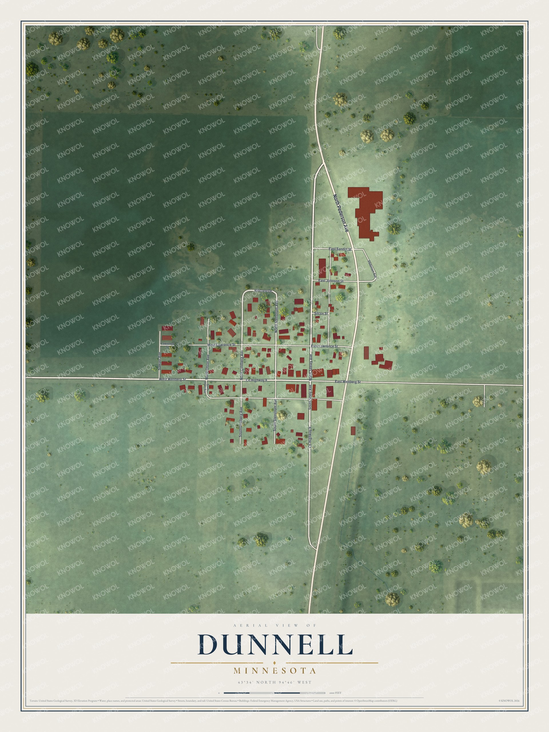 Watermarked full-map preview of Dunnell, Minnesota