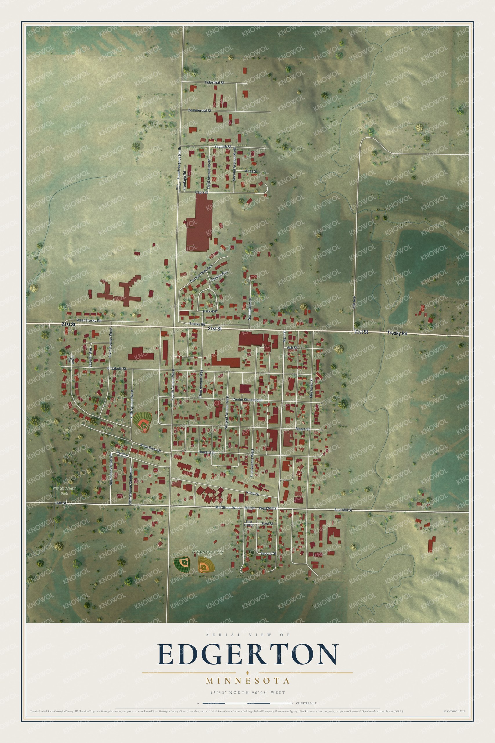 Watermarked full-map preview of Edgerton, Minnesota