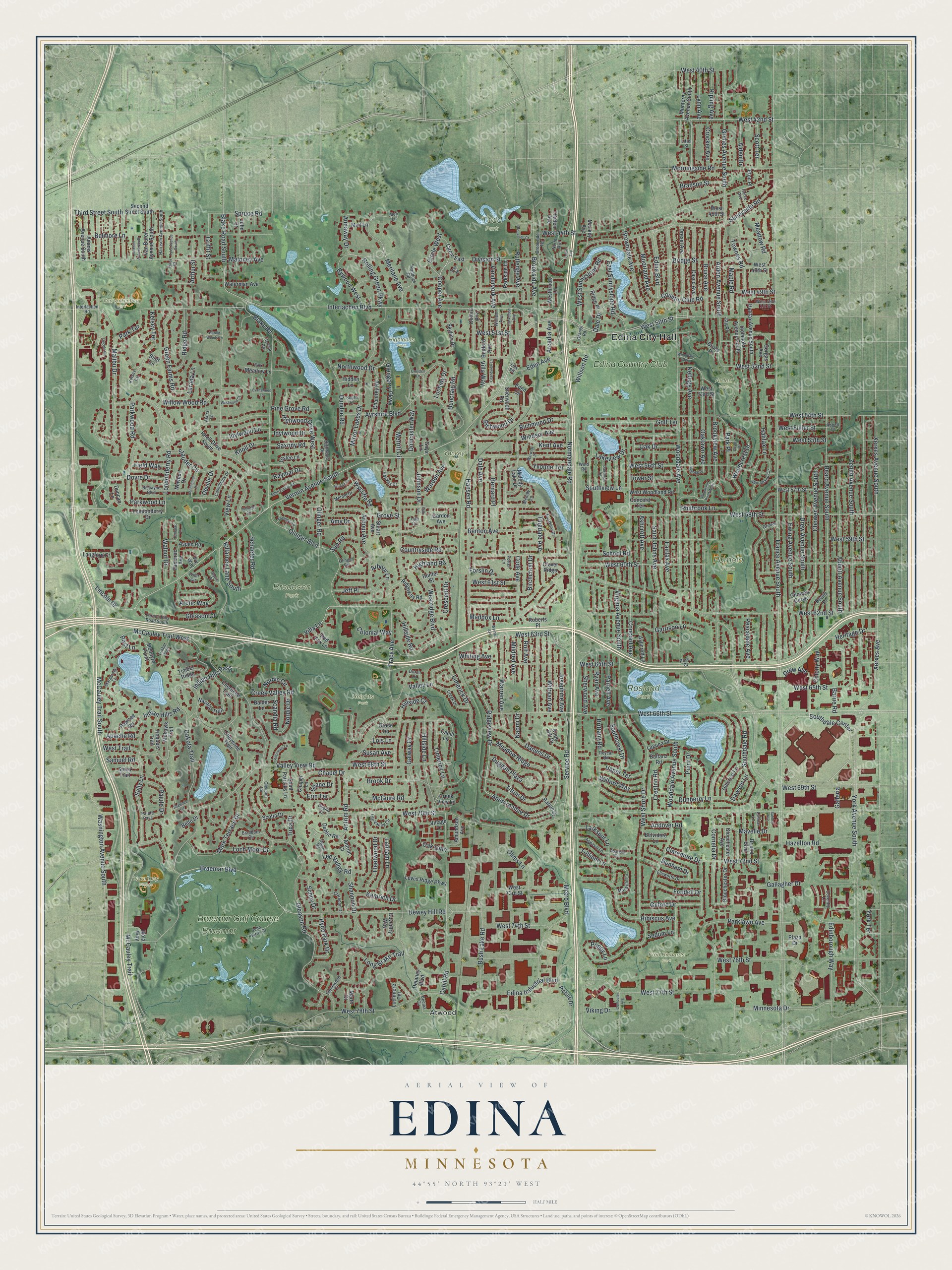 Watermarked full-map preview of Edina, Minnesota