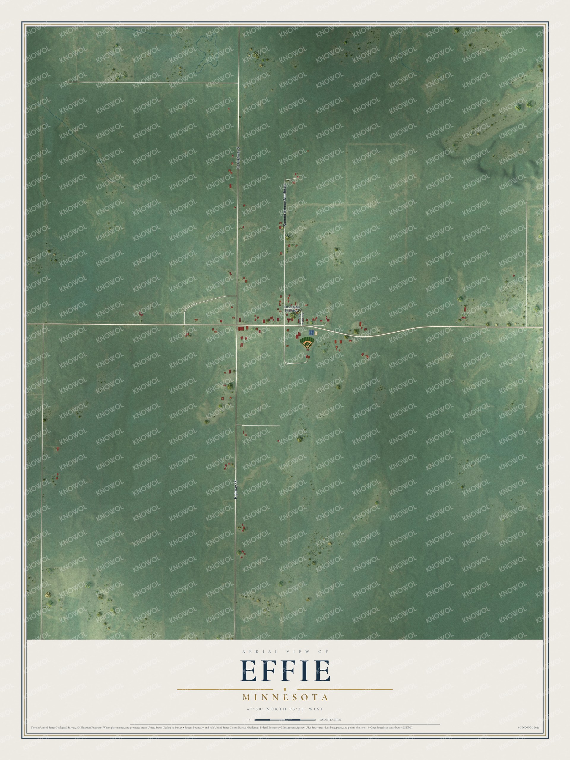 Watermarked full-map preview of Effie, Minnesota