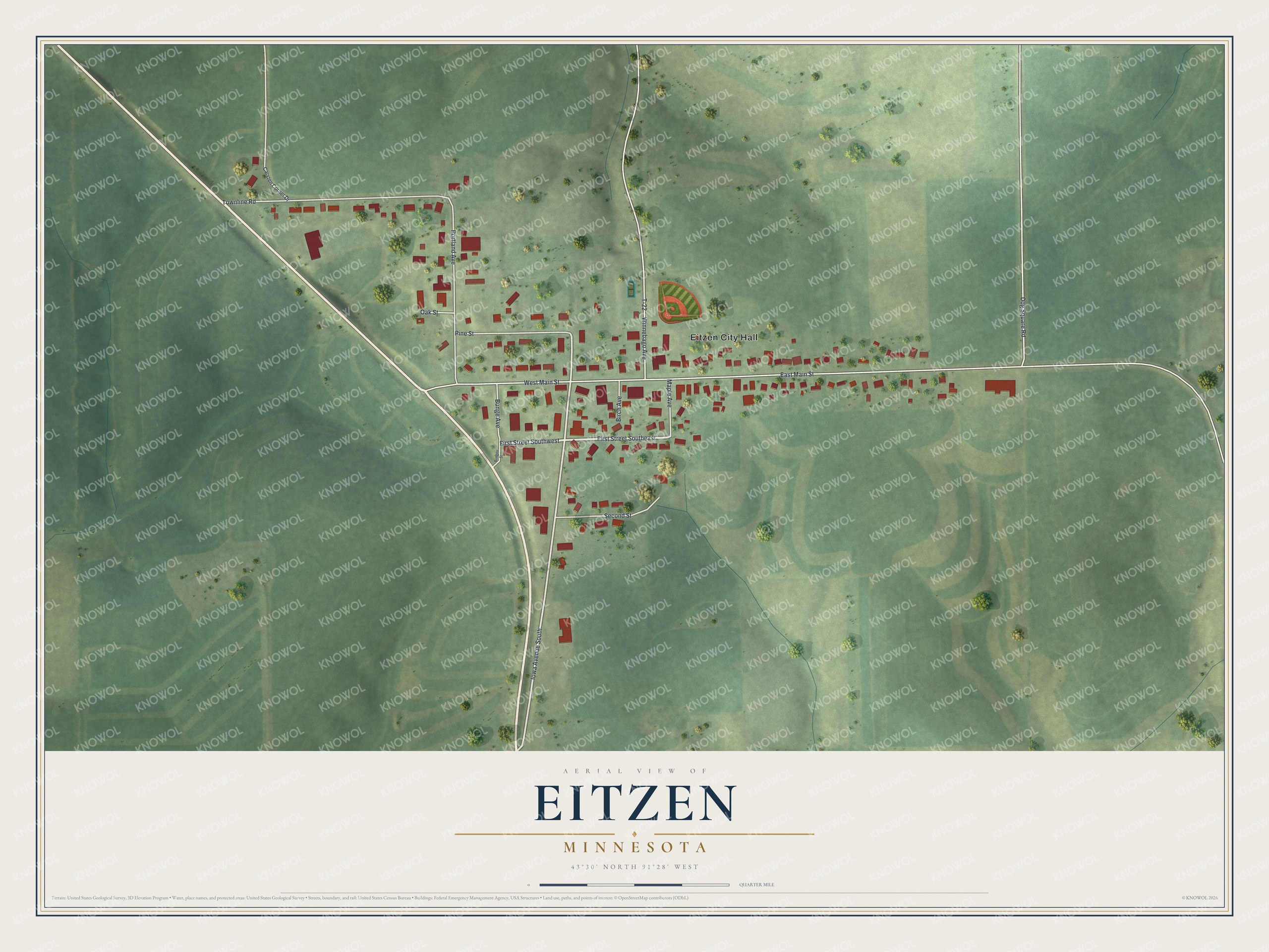 Watermarked full-map preview of Eitzen, Minnesota