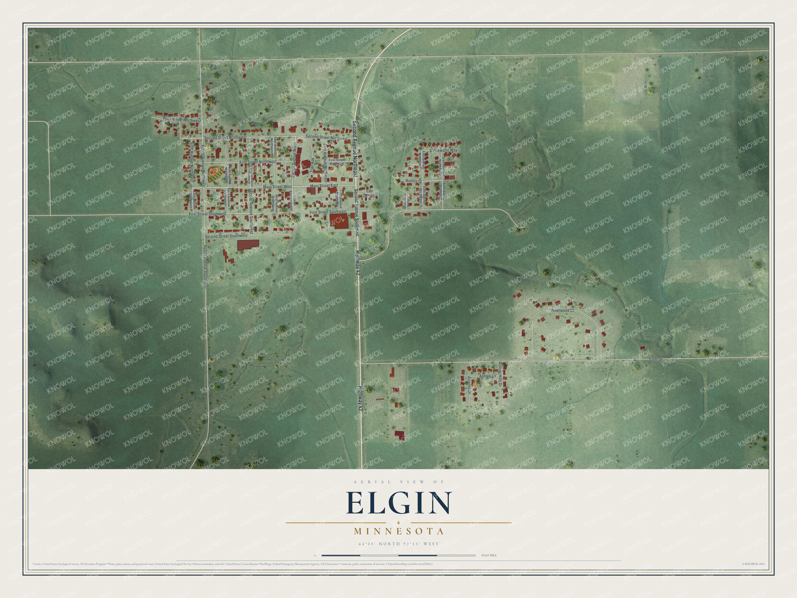 Watermarked full-map preview of Elgin, Minnesota