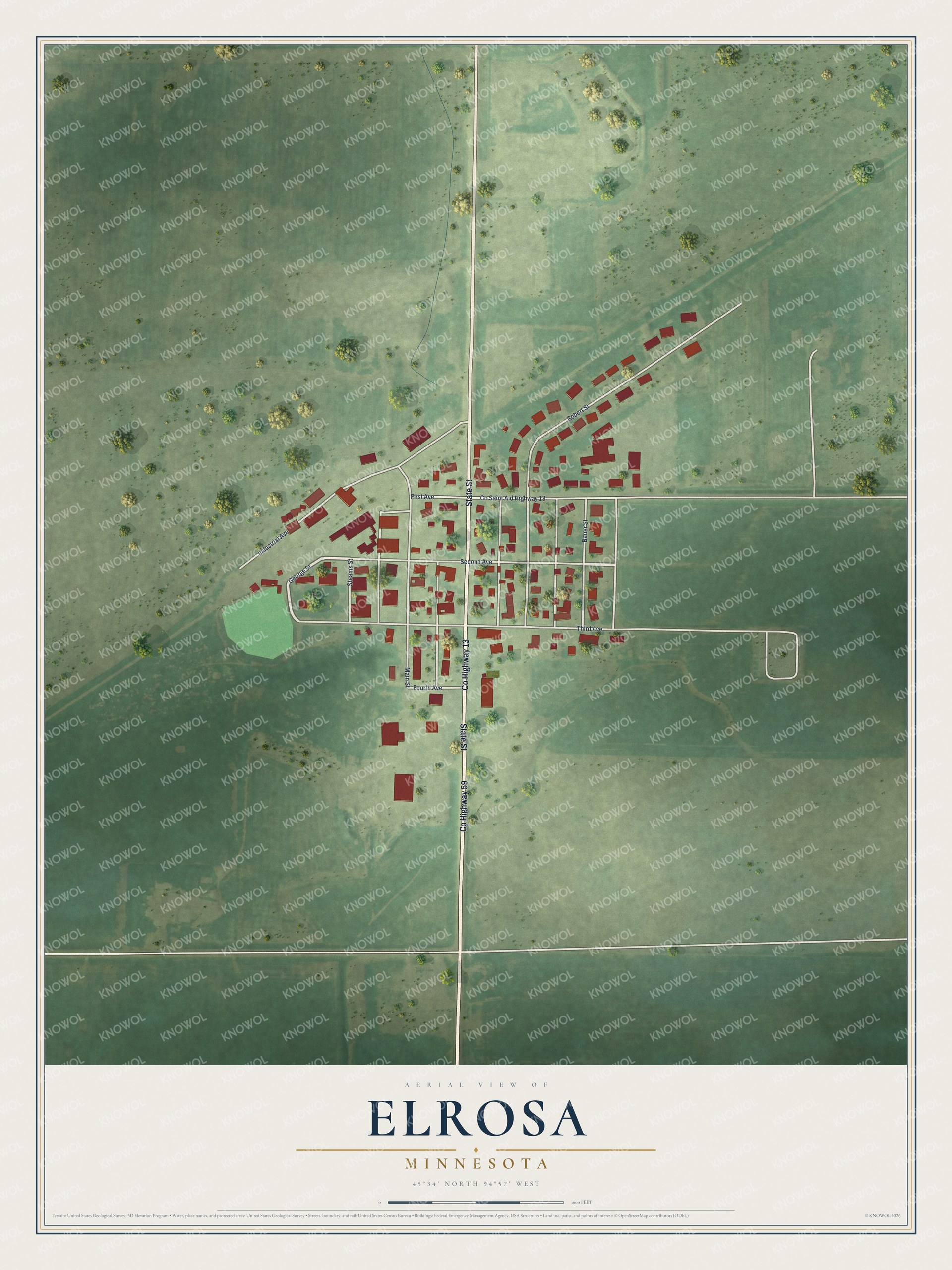 Watermarked full-map preview of Elrosa, Minnesota