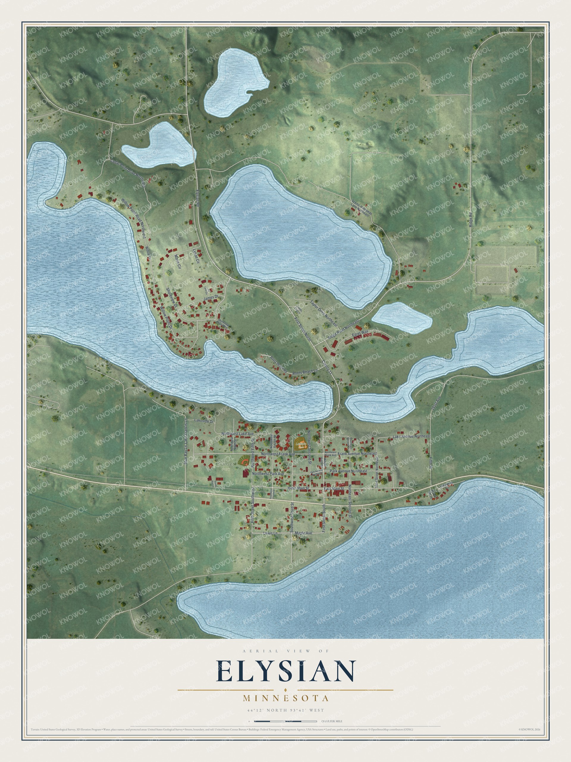 Watermarked full-map preview of Elysian, Minnesota
